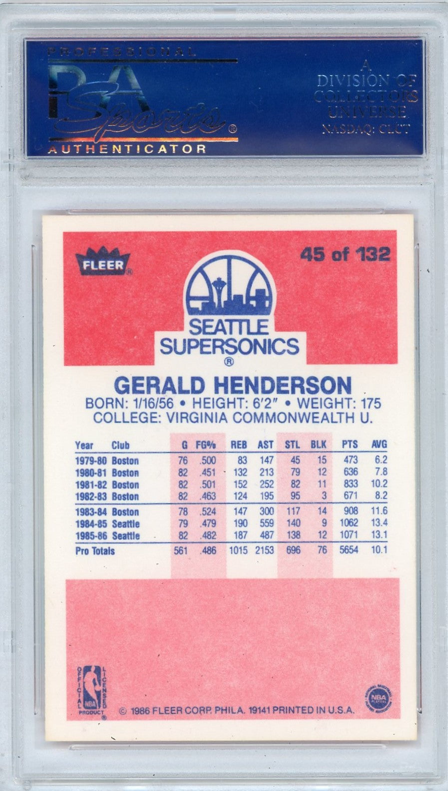 1986 Fleer Gerald Henderson #45 PSA 9