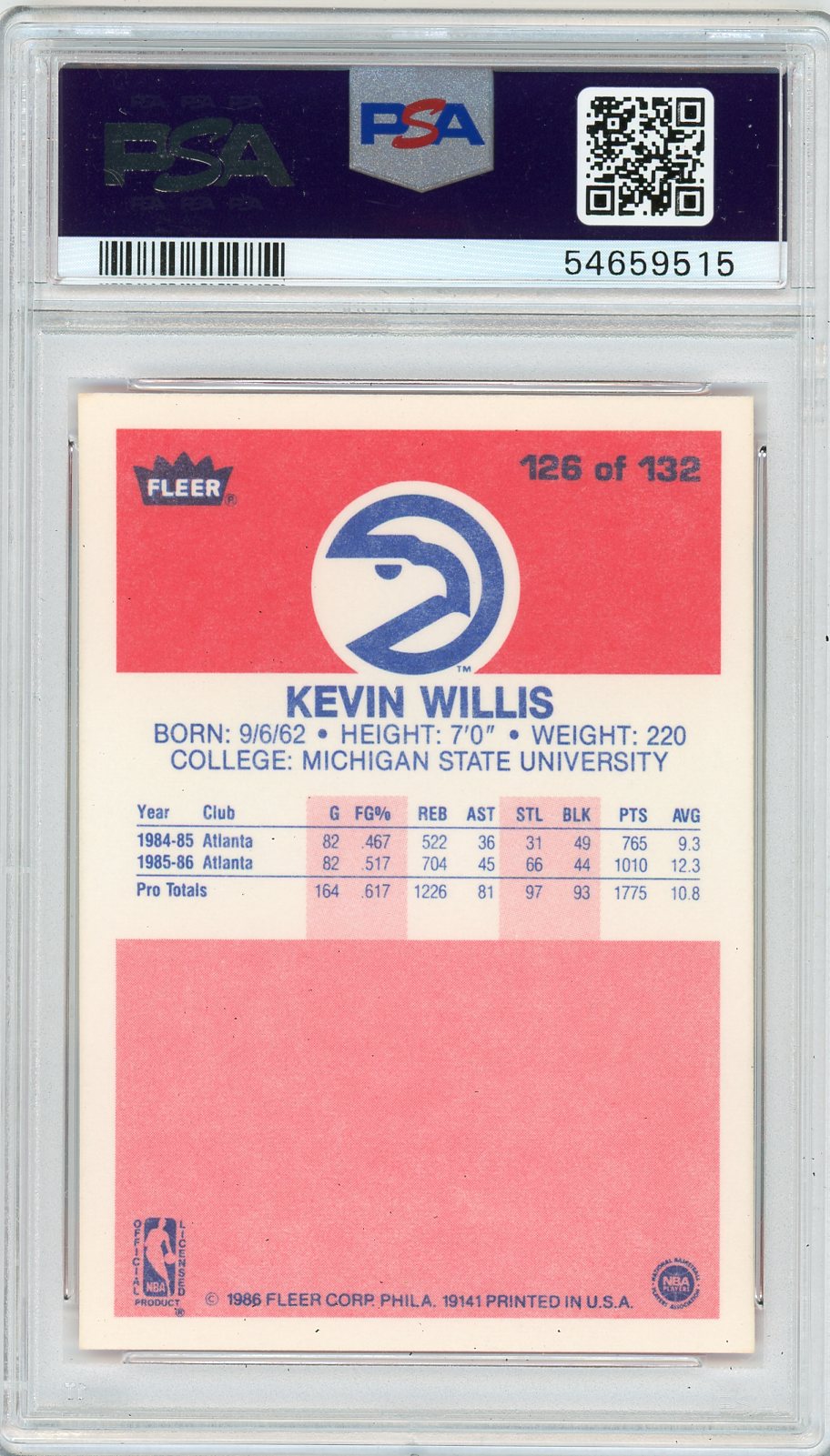 1986 Fleer Kevin Willis #126 PSA 9