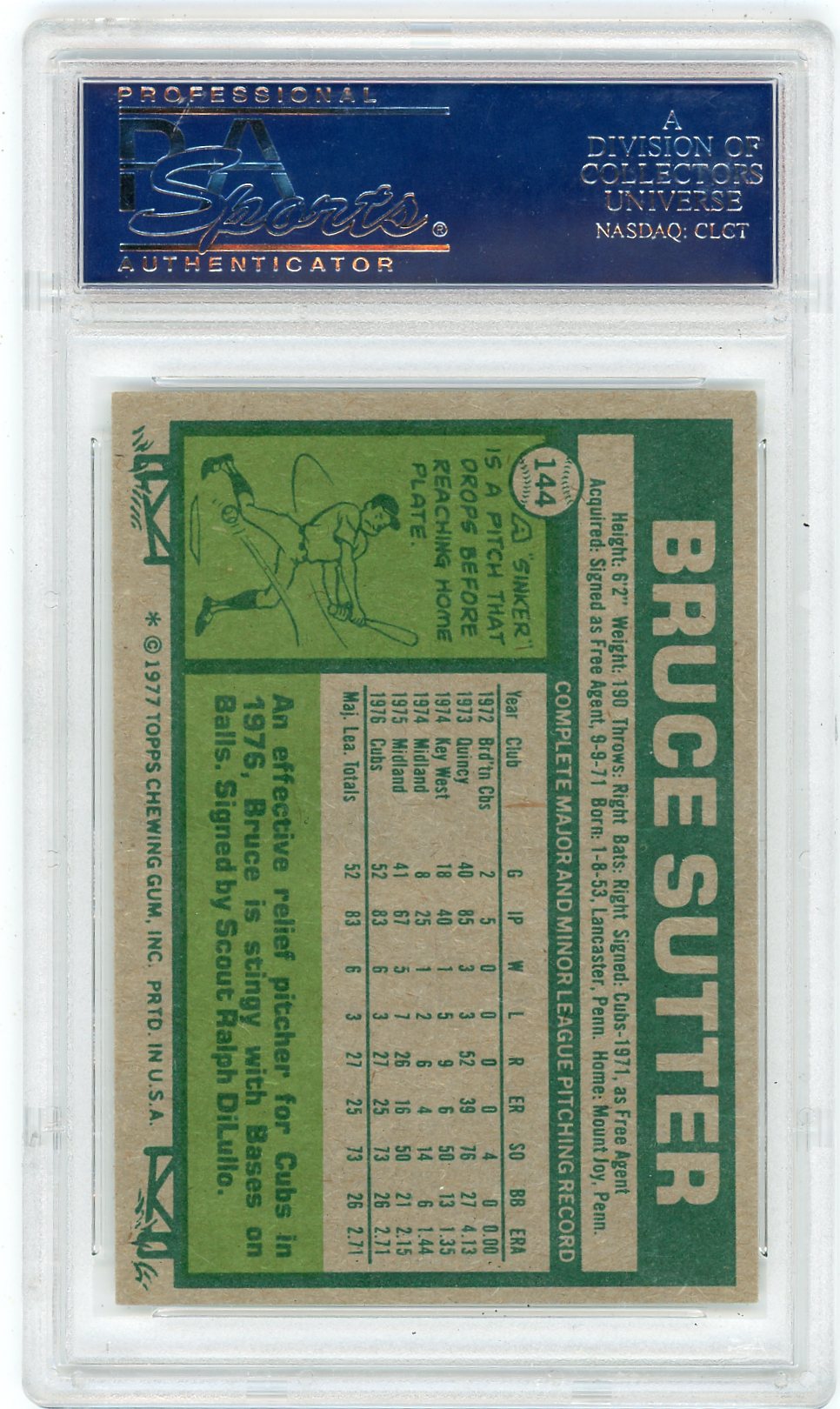 1977 Topps Bruce Sutter #144 PSA 8