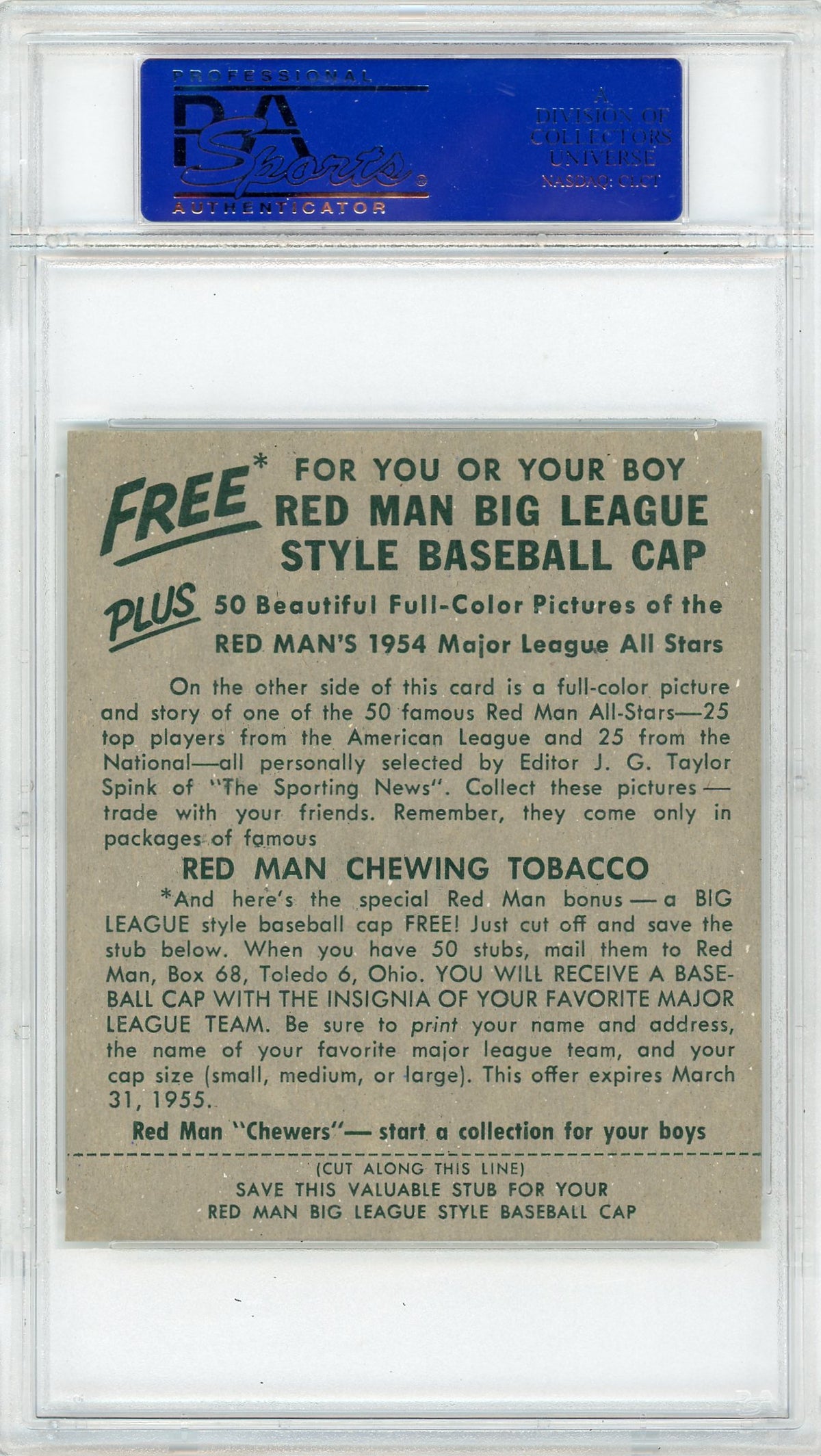 1954 Red Man Tobacco Richie Ashburn #1 PSA 7