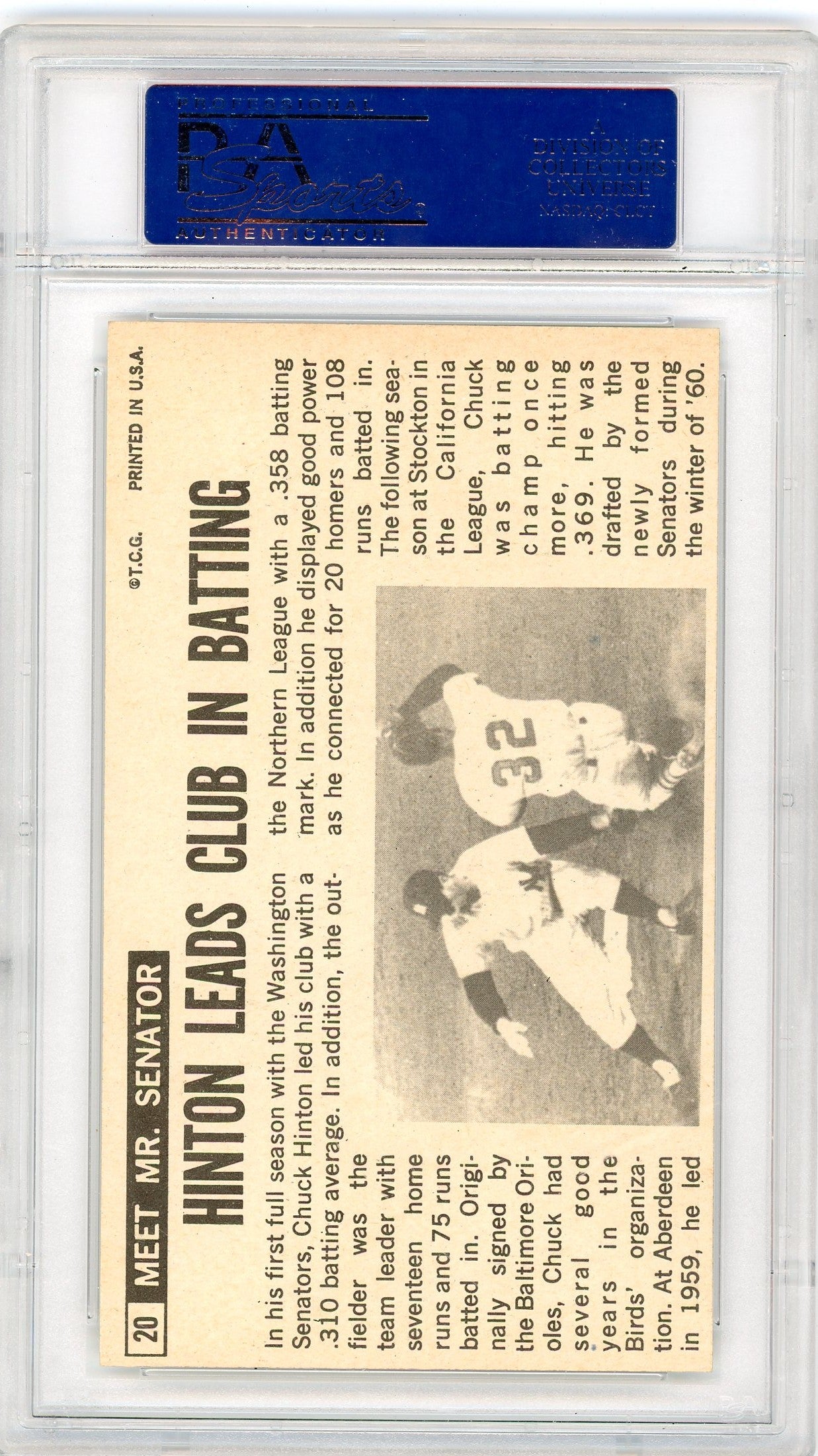 1964 Topps Giants Chuck Hinton #20 PSA 8