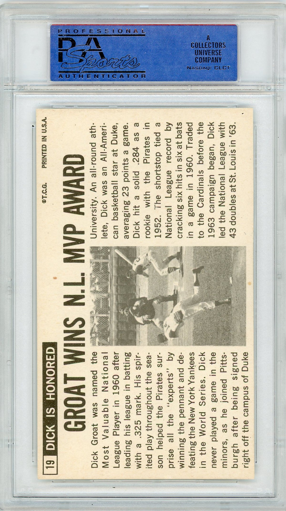 1964 Topps Giants Dick Groat #19 PSA 8