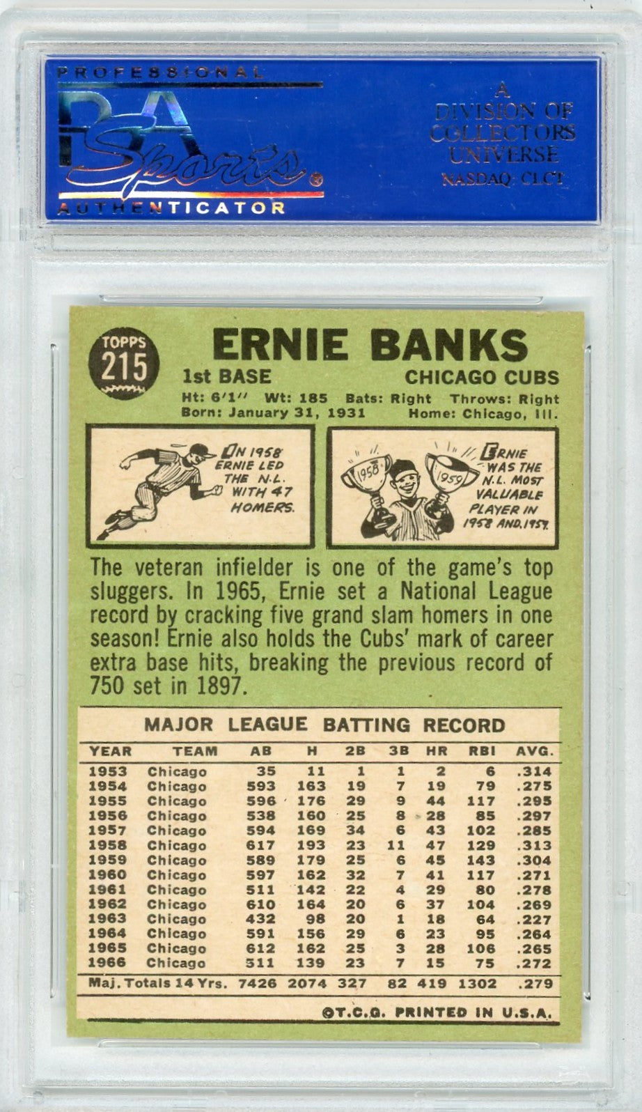 1967 Topps Ernie Banks #215 PSA 8