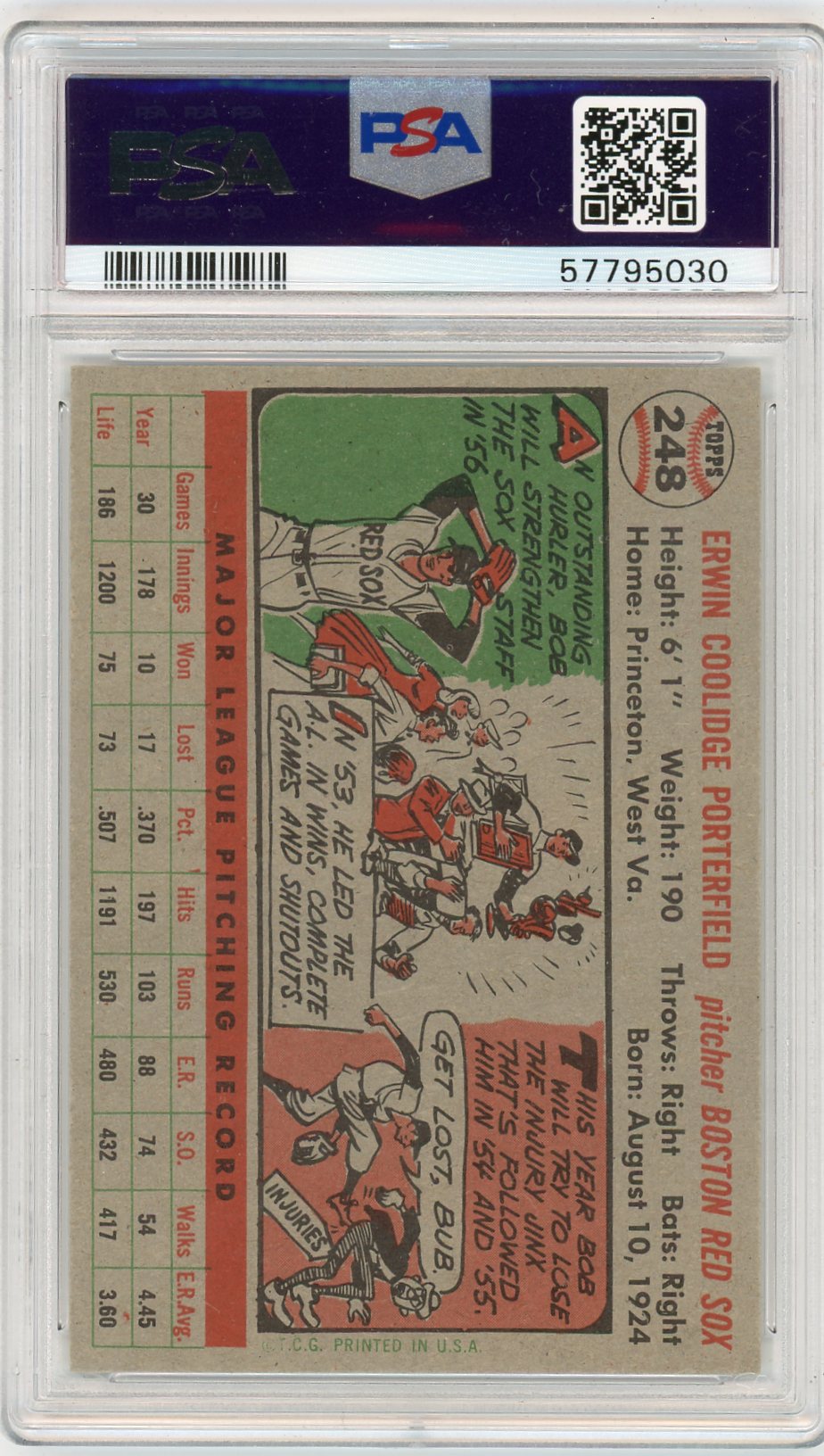 1956 Topps Bob Porterfield #248 PSA 8