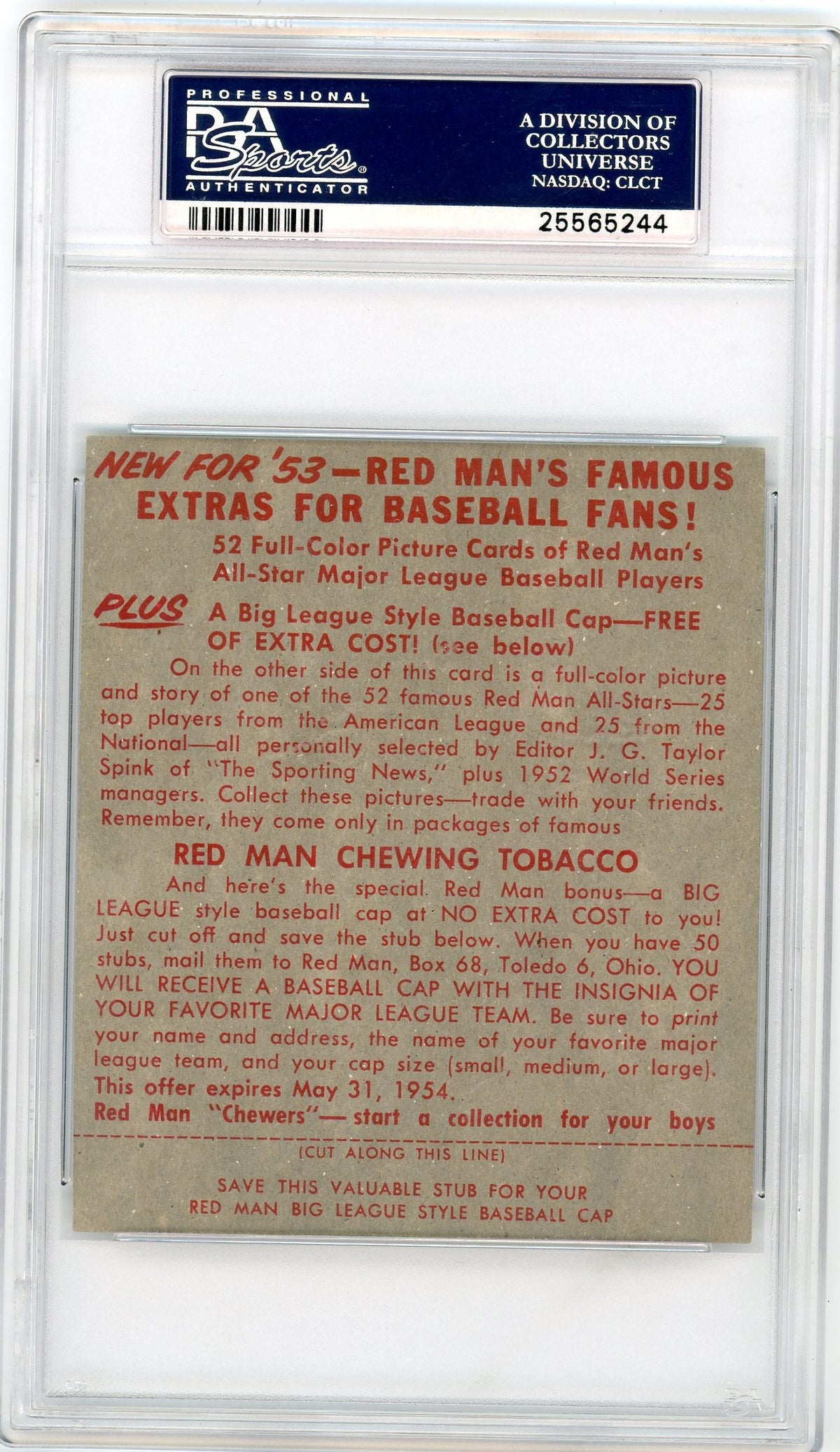 1953 Red Man Tobacco Casey Stengel #1 PSA 5