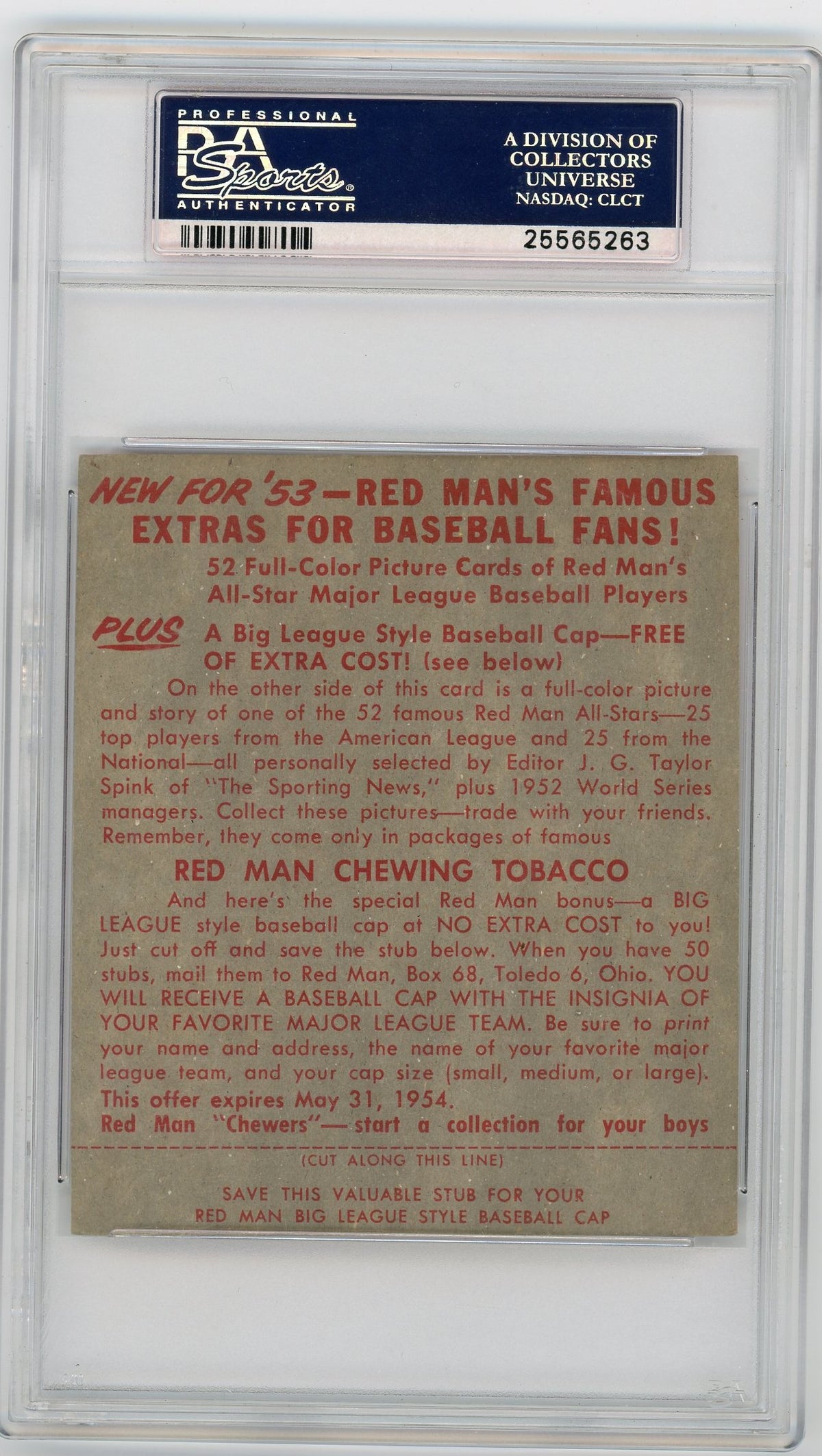 1953 Red Man Tobacco Ralph Kiner #15 PSA 4