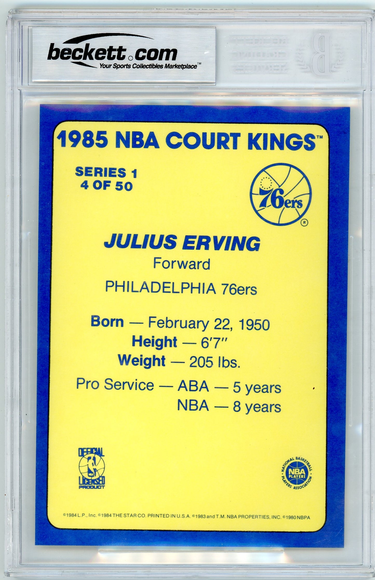 1984 Star Court Kings 5x7 Julius Erving #4 BGS 8.5