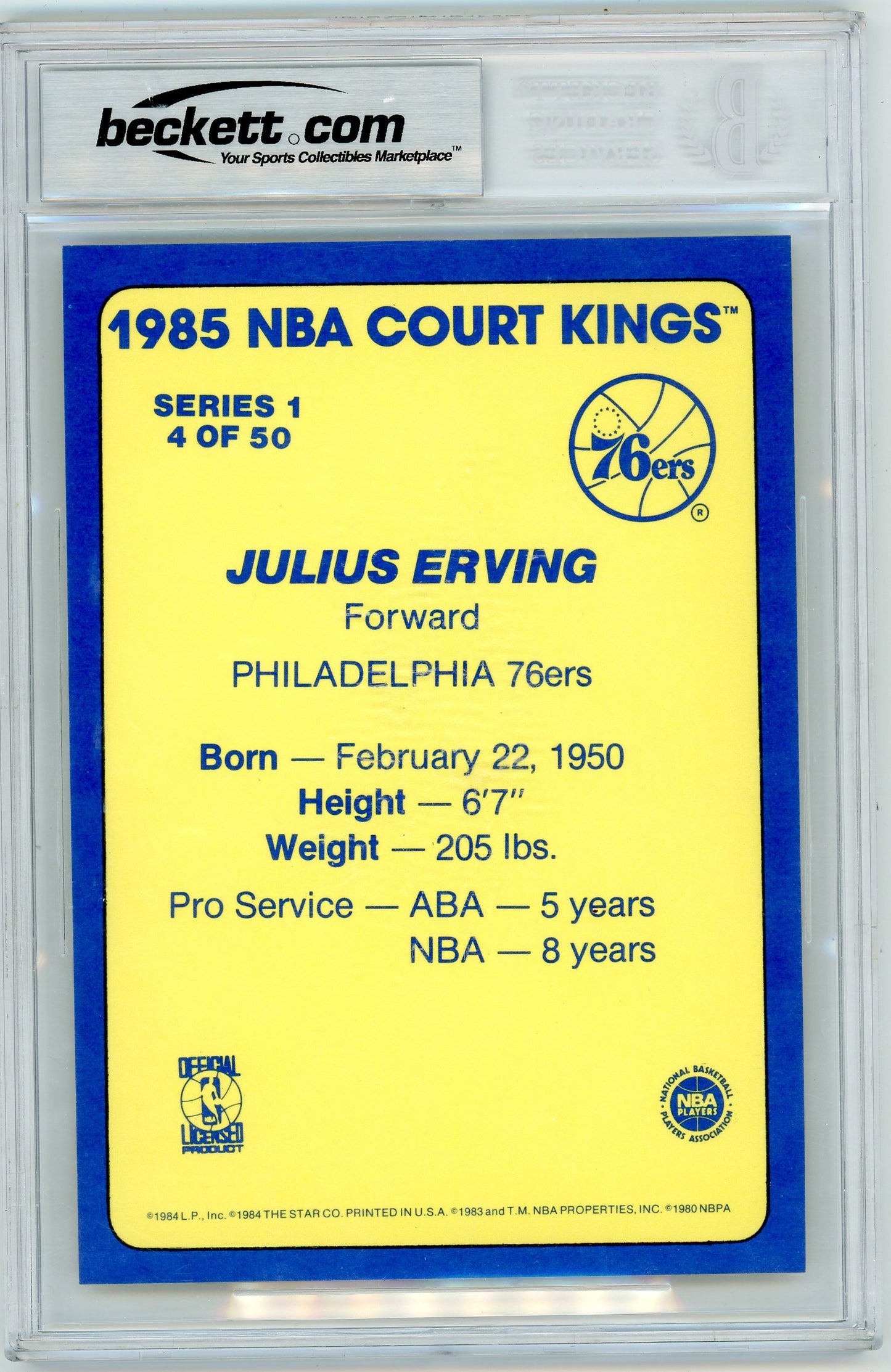 1984 Star Court Kings 5x7 Julius Erving #4 BGS 8.5