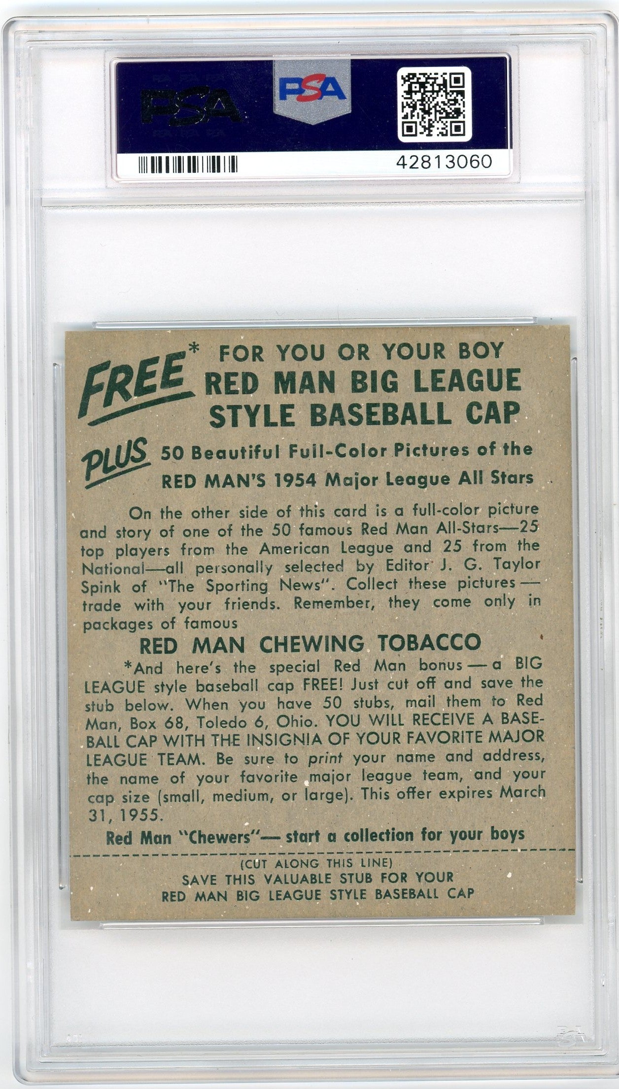 1954 Red Man Tobacco Gil Hodges #22 PSA 6