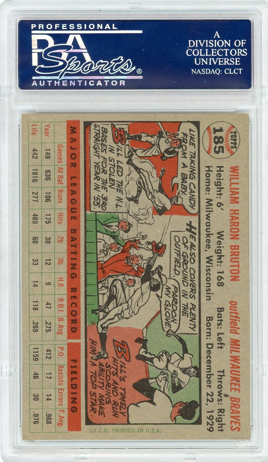 1956 Topps Bill Bruton #185 PSA 7