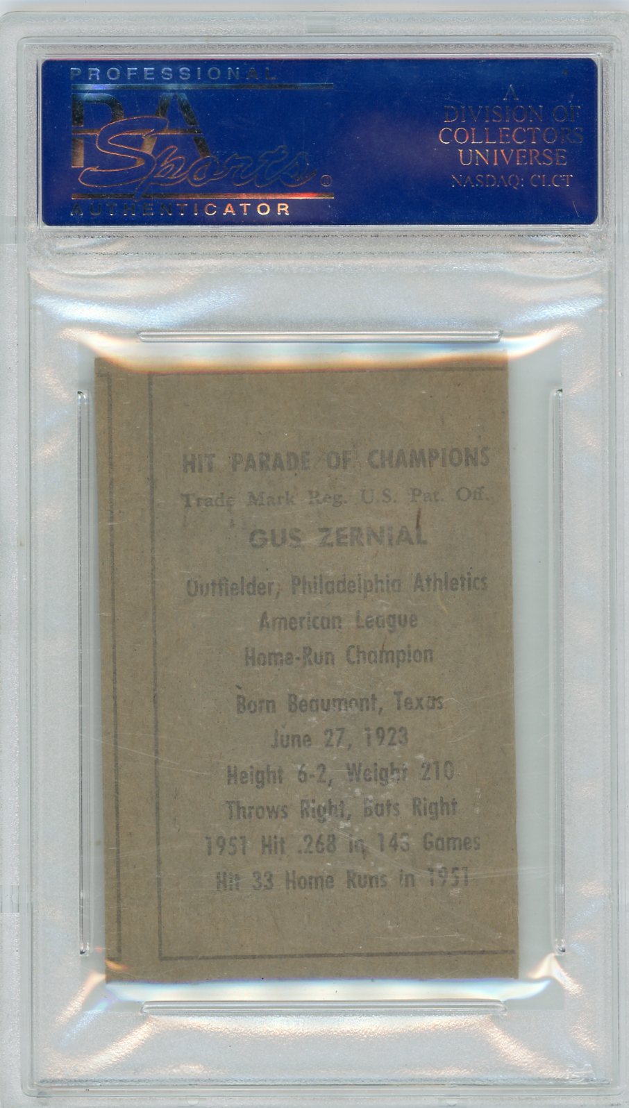 1952 Berk Ross Gus Zernial PSA 9 MC