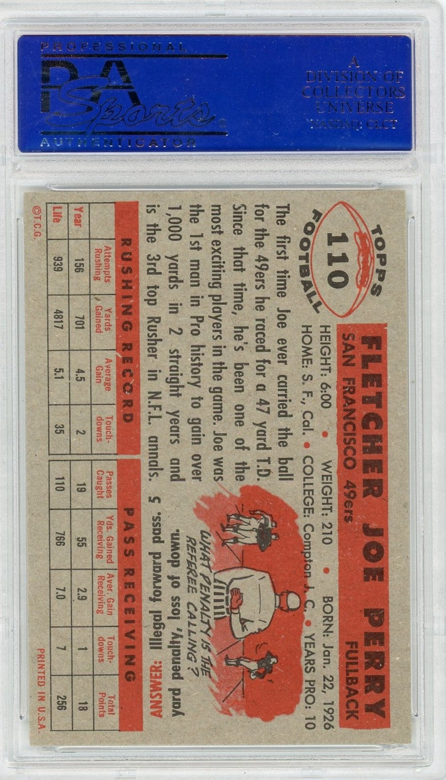 1956 Topps Joe Perry #110 PSA 8