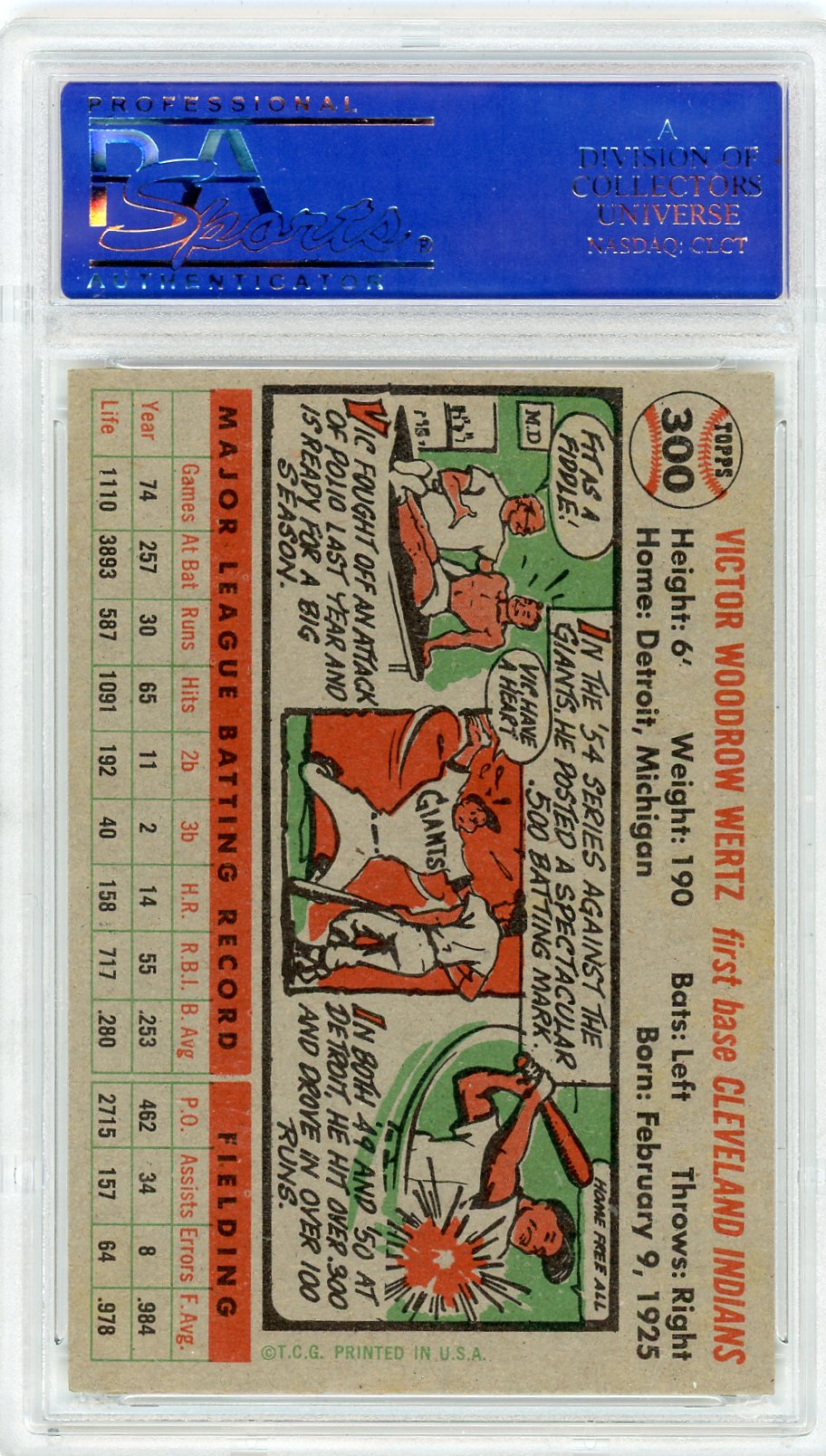 1956 Topps Vic Wertz #300 PSA 8