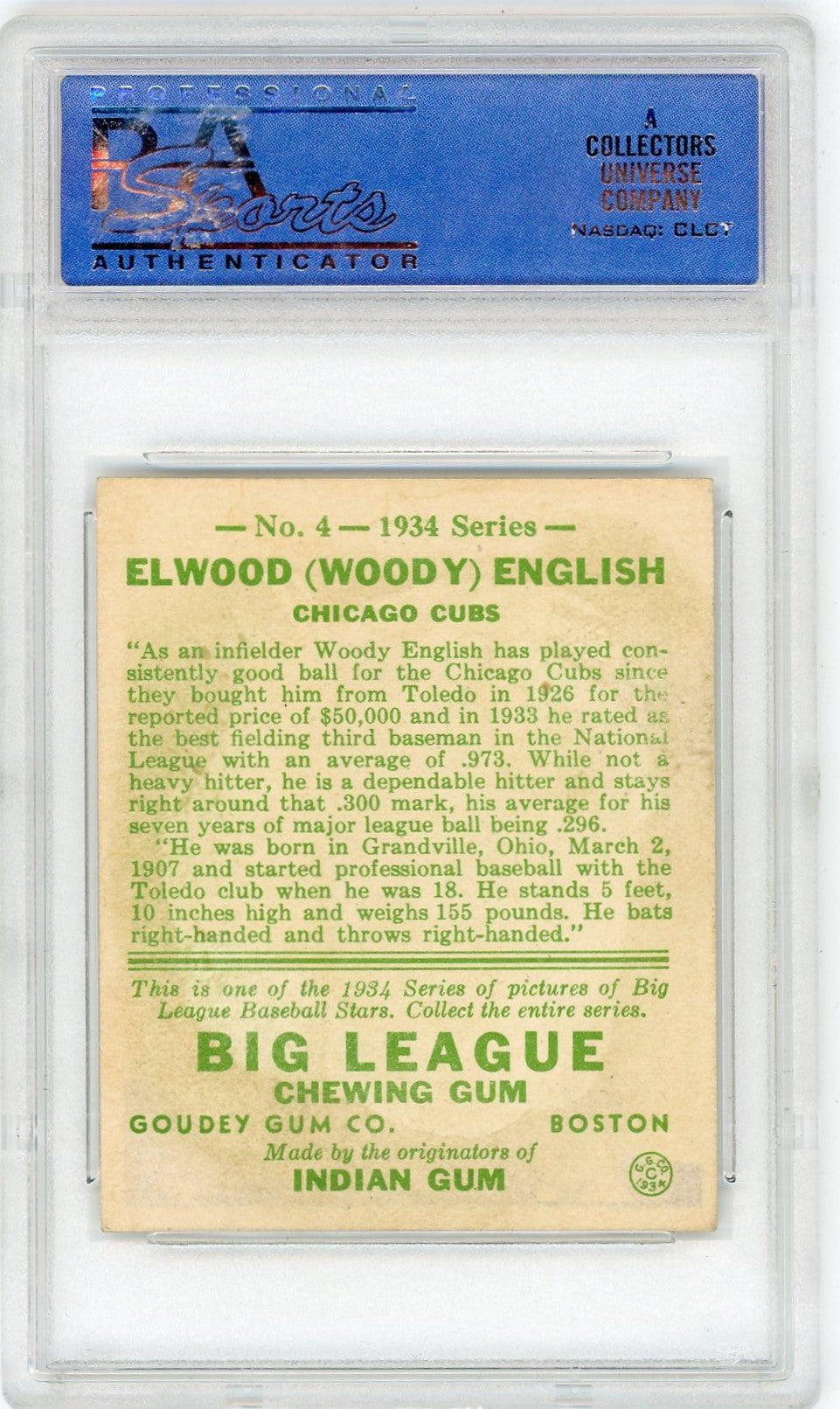 1934 Goudey Woody English #4 PSA 5