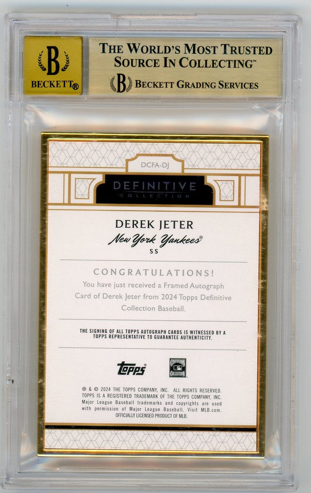 2024 Topps Definitive Derek Jeter #DCFADJ Framed Autographs BGS 9.5 BAS Auto 10