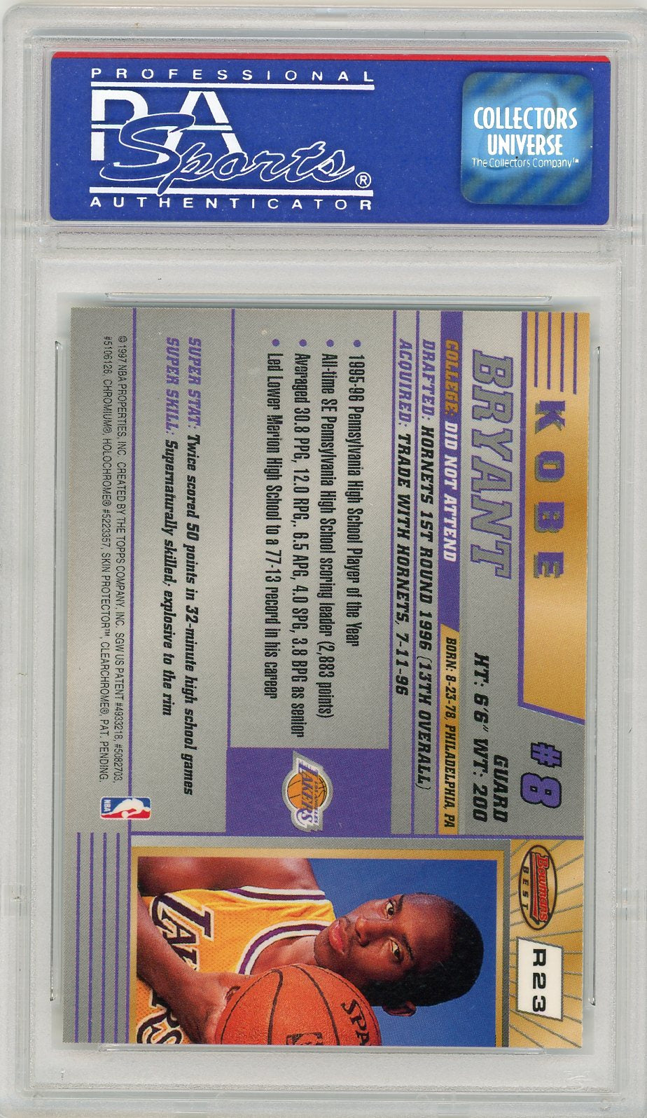 1996 Bowman's Best Rookie Kobe Bryant #R23 PSA 10