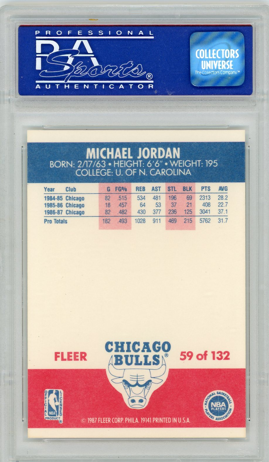 1987 Fleer Michael Jordan #59 PSA 9