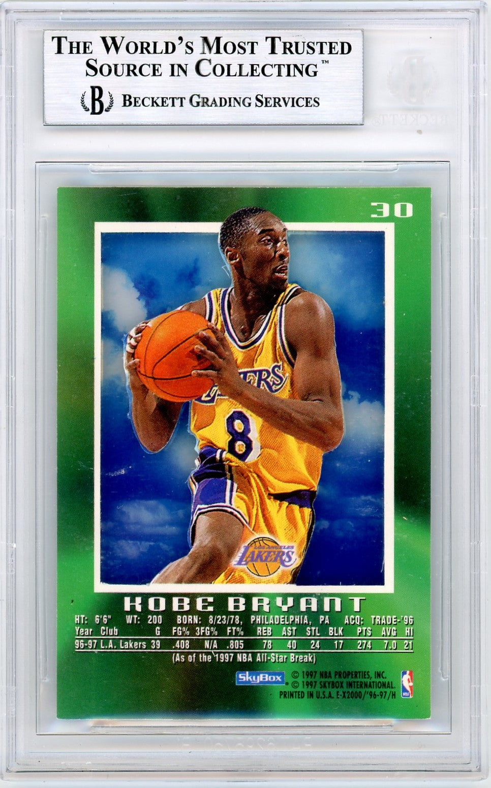 1996-97 EX2000 Kobe Bryant #30 BGS 9