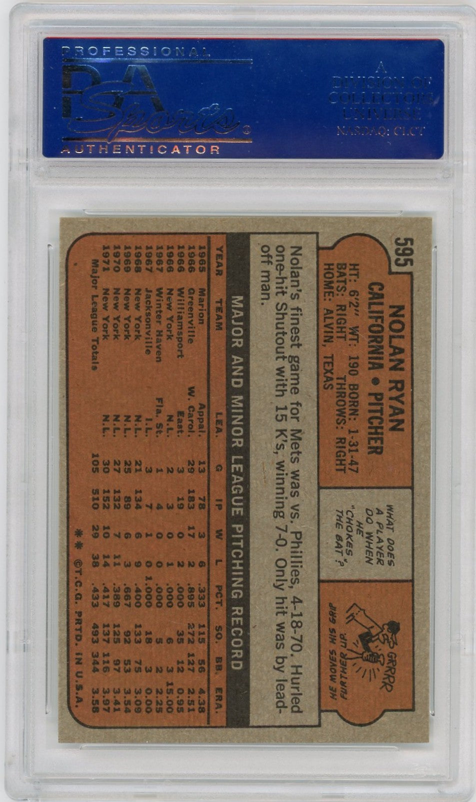 1972 Topps Nolan Ryan #595 PSA 9