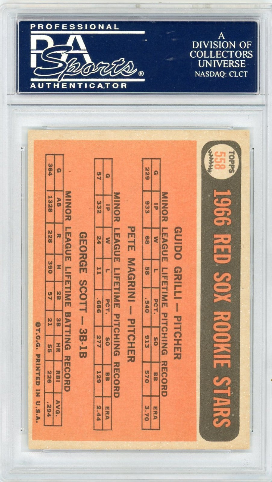 1966 Topps Red Sox Rookies #558 Grilli Magrini Scott PSA 7