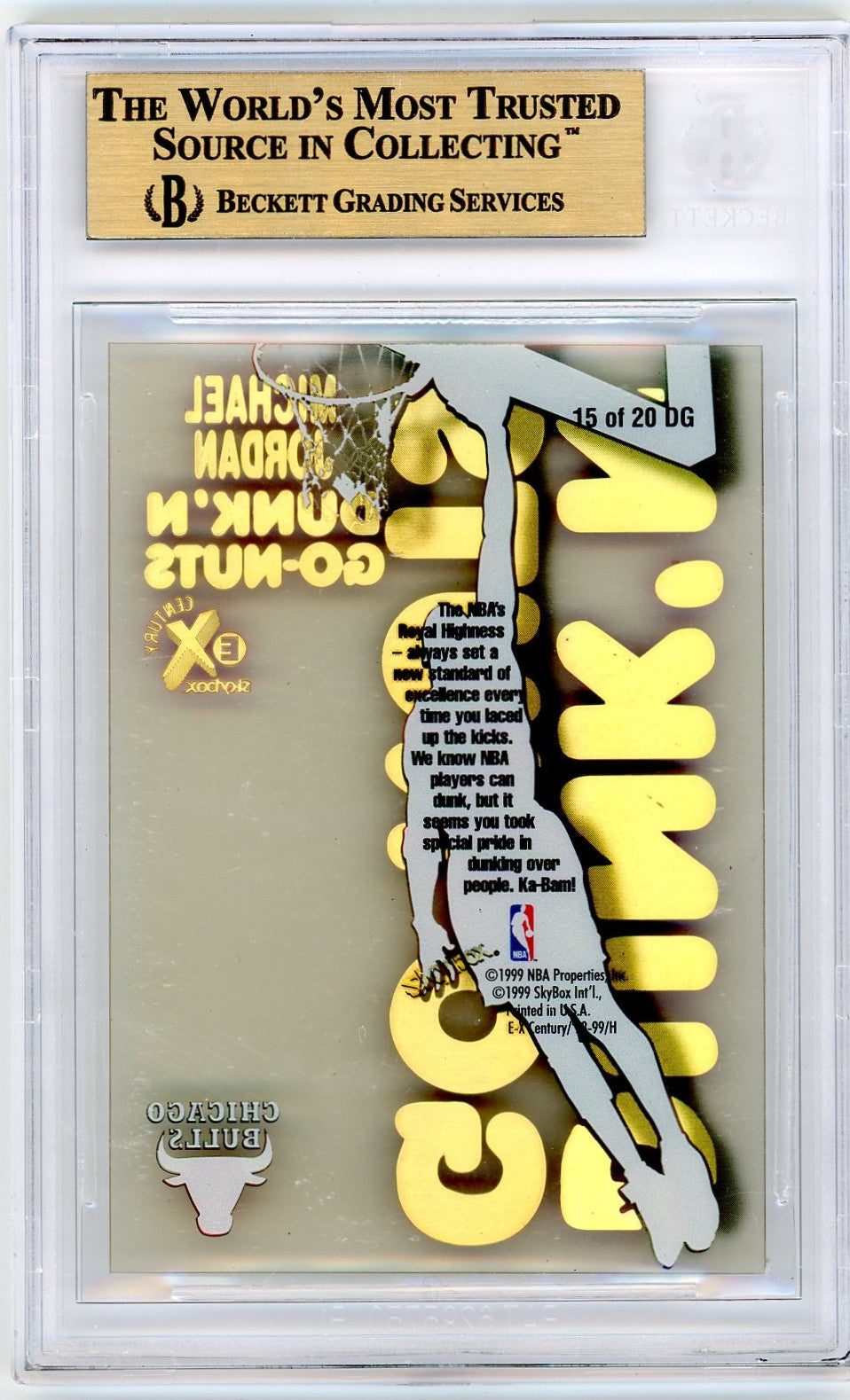 1998-99 E-X Century Dunk 'N Go Nuts Michael Jordan #15 BGS 9.5