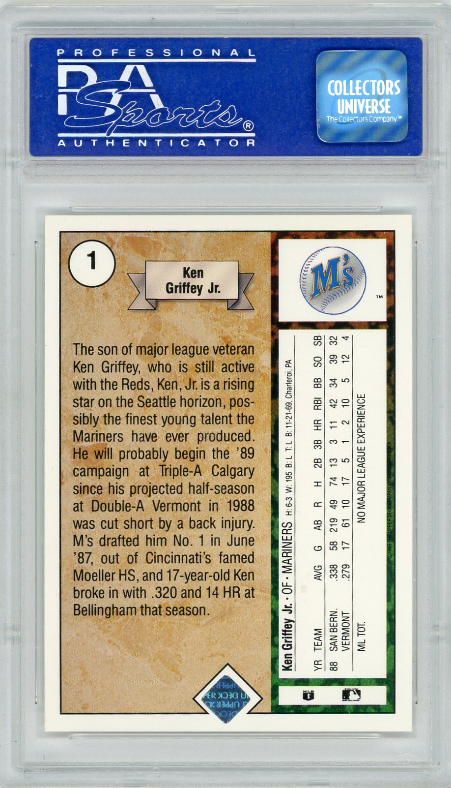 1989 Upper Deck Ken Griffey Jr #1 PSA 10