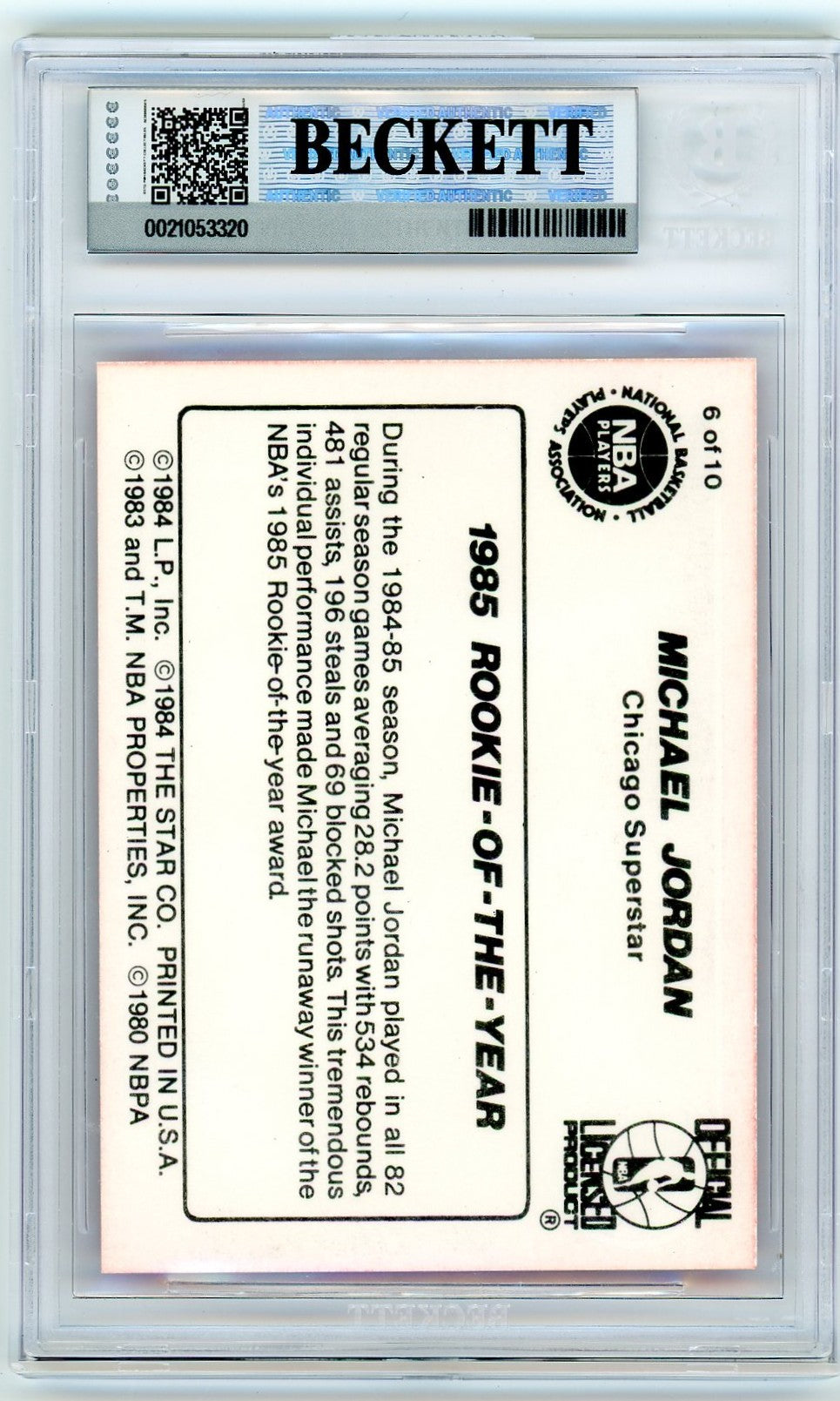 1986 Star Michael Jordan Michael Jordan #6 BGS 9