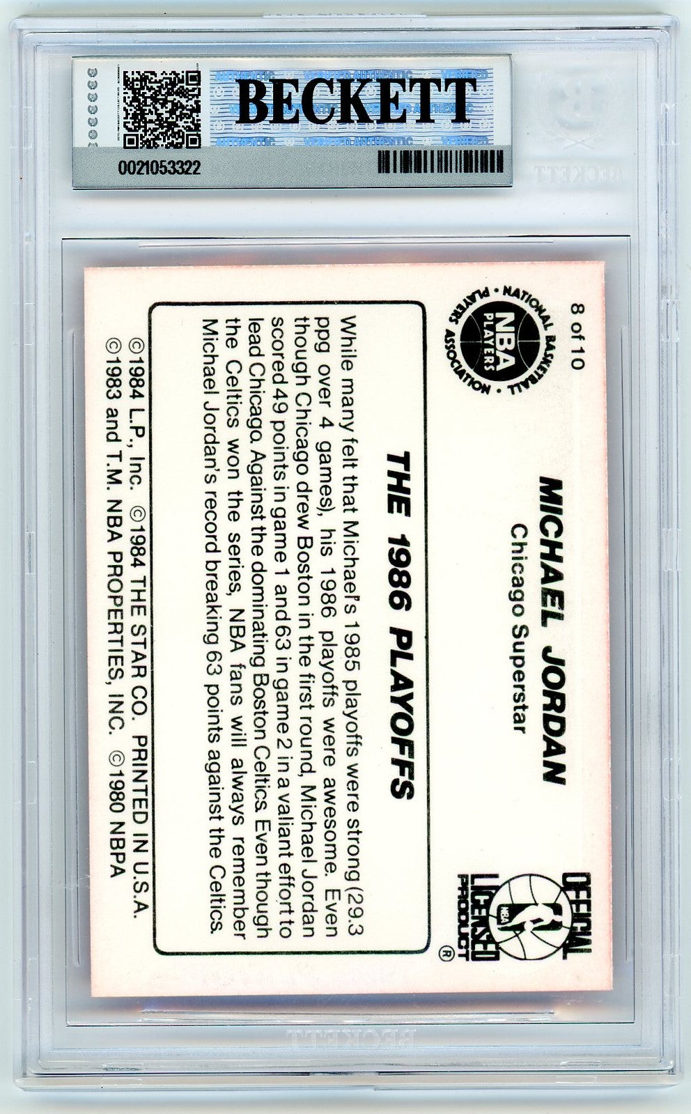 1986 Star Michael Jordan Michael Jordan #8 BGS 7.5