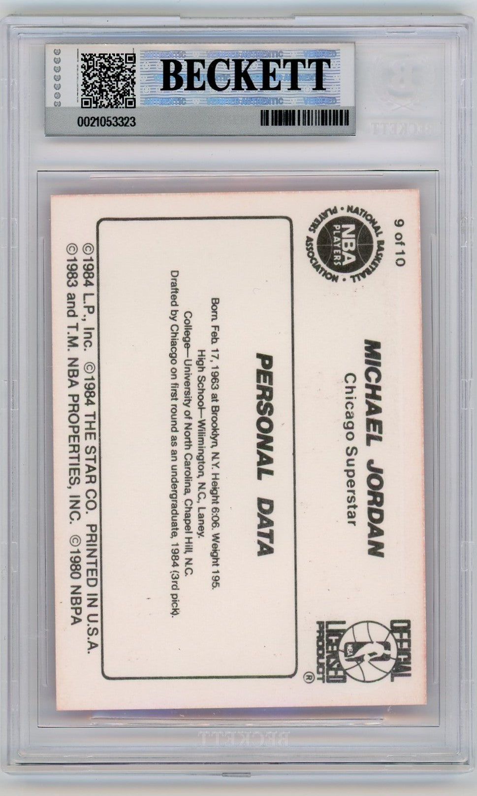 1986 Star Michael Jordan Michael Jordan #9 BGS 7.5