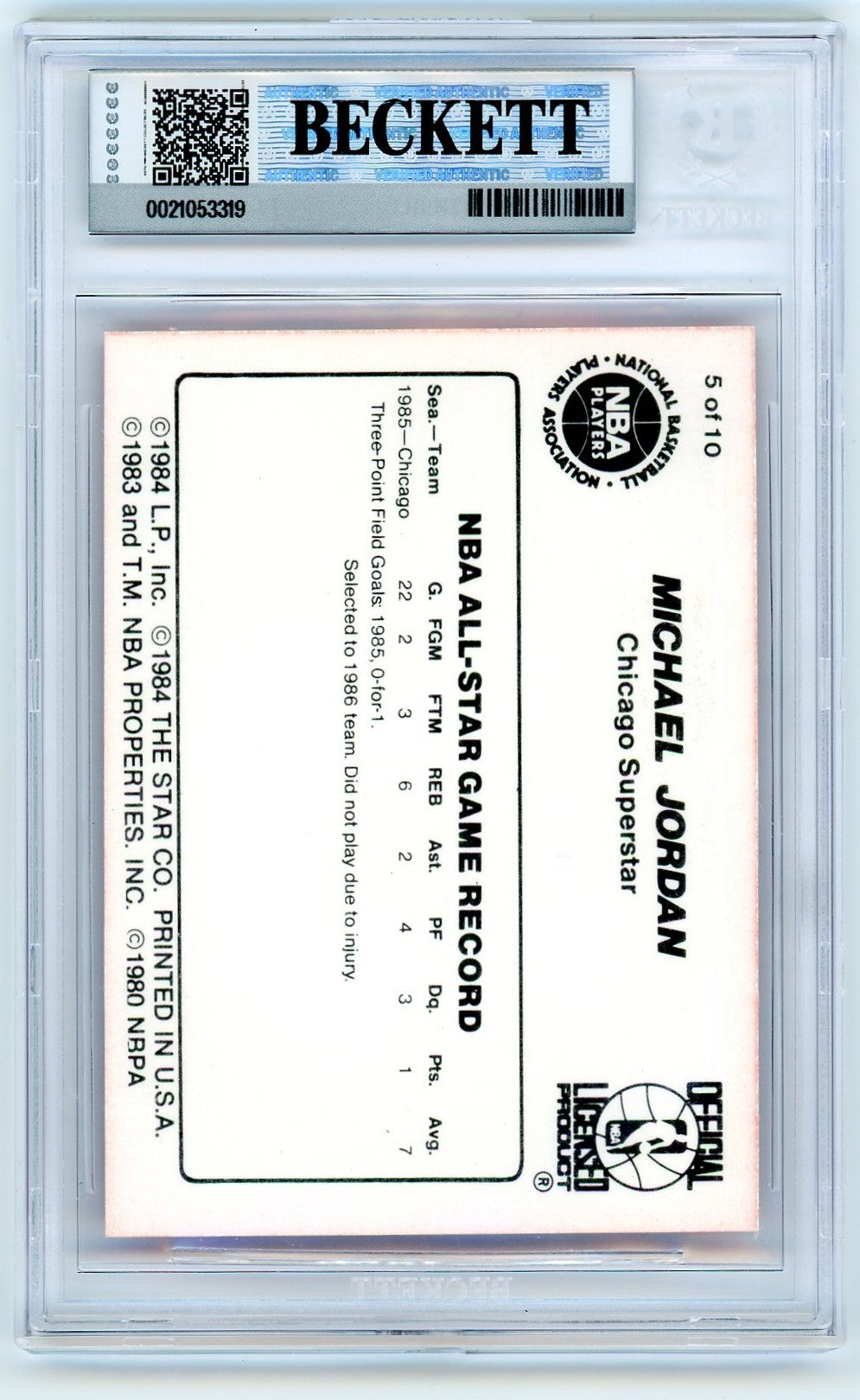 1986 Star Michael Jordan Michael Jordan #5 BGS 8.5