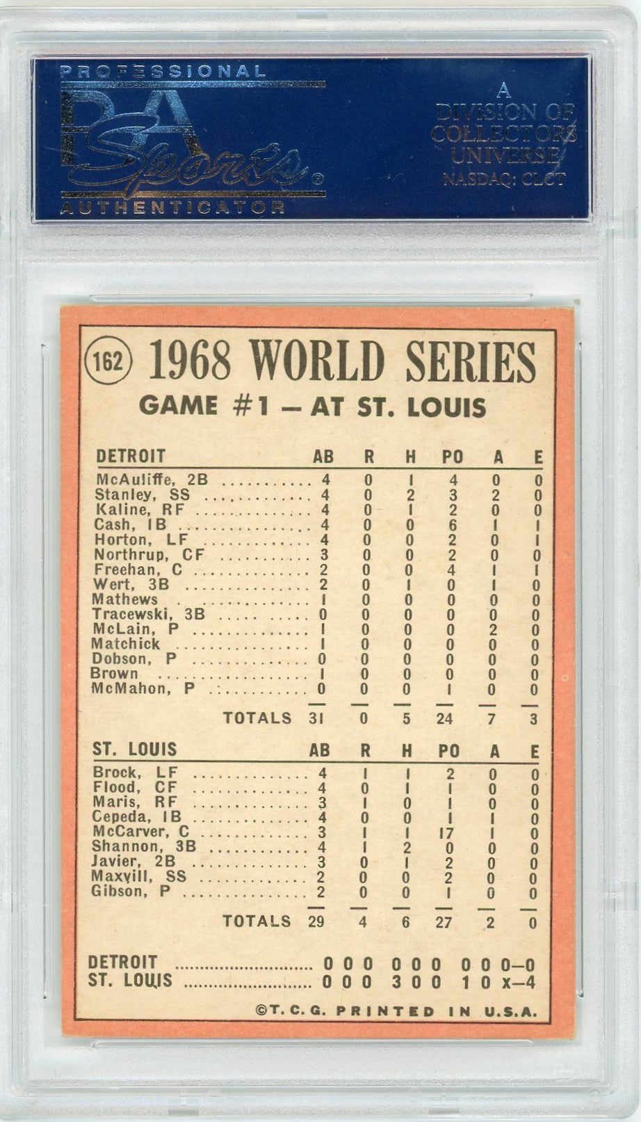 1969 Topps World Series Game 1 #162 PSA 7