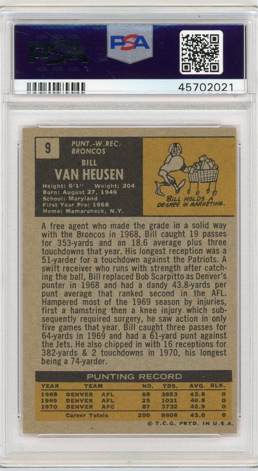 1971 Topps Bill Van Heusen #9 PSA 8