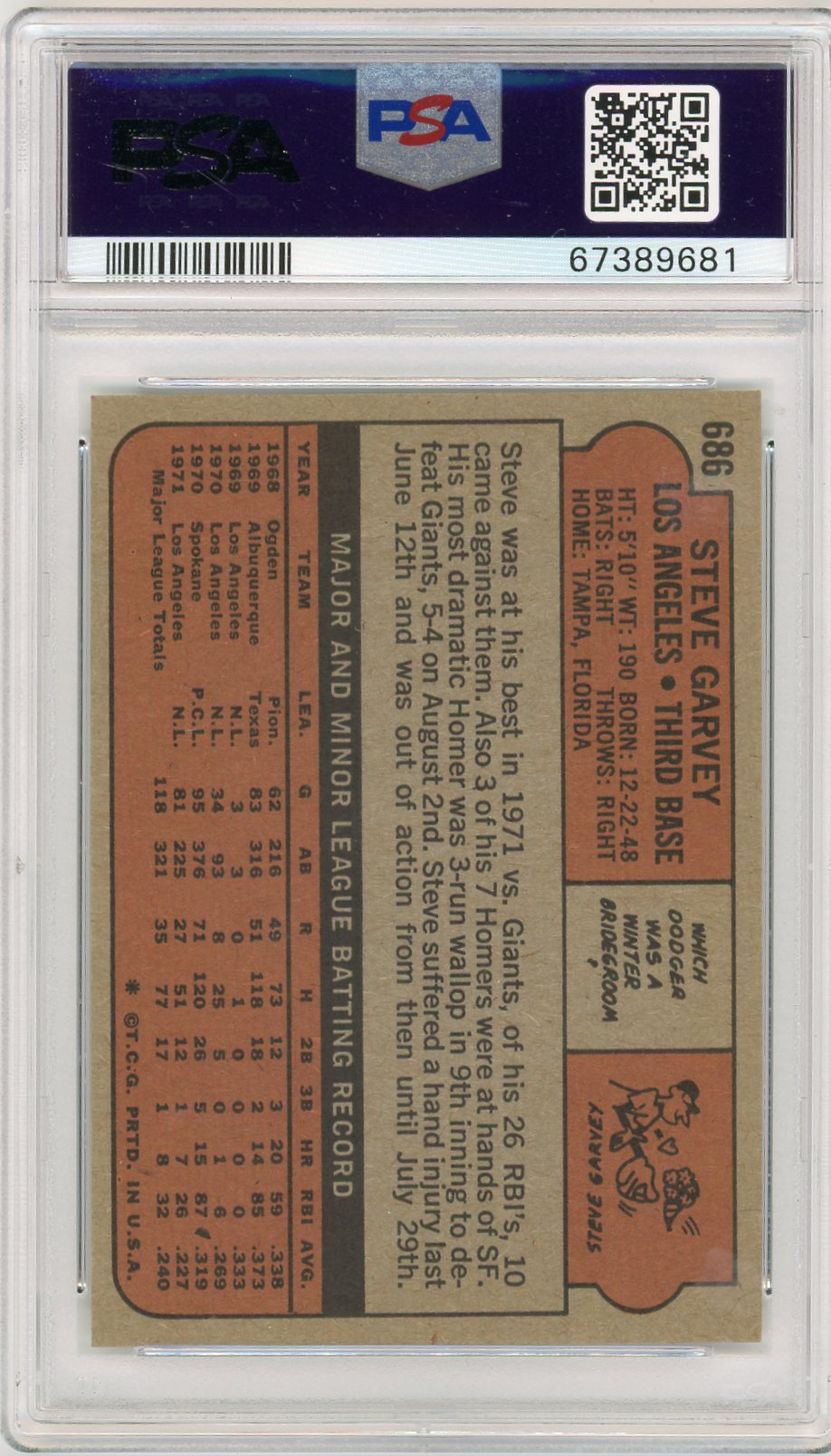 1972 Topps Steve Garvey #686 PSA 8