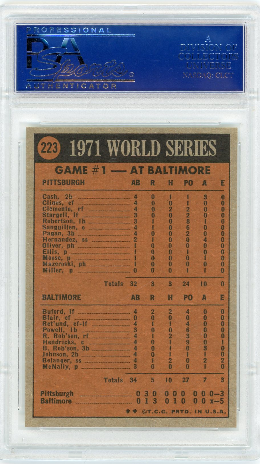 1972 Topps World Series Game 1 #223 PSA 9