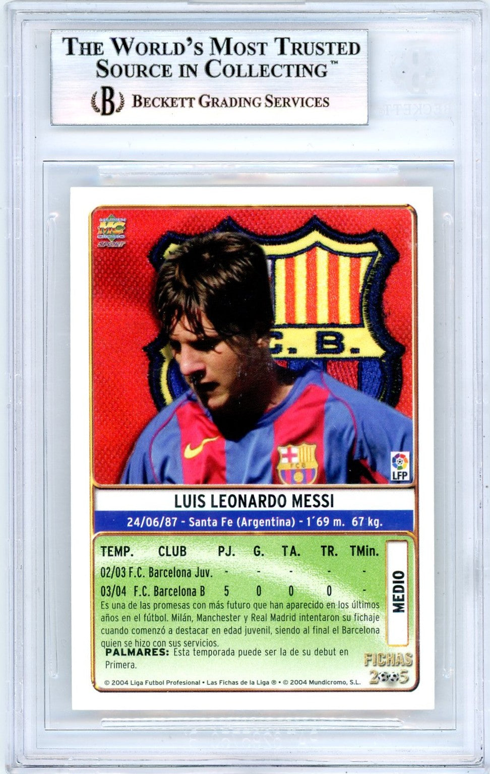 2004-05 MUNDICROMC Lionel Messi #617 Fichas BGS 8.5