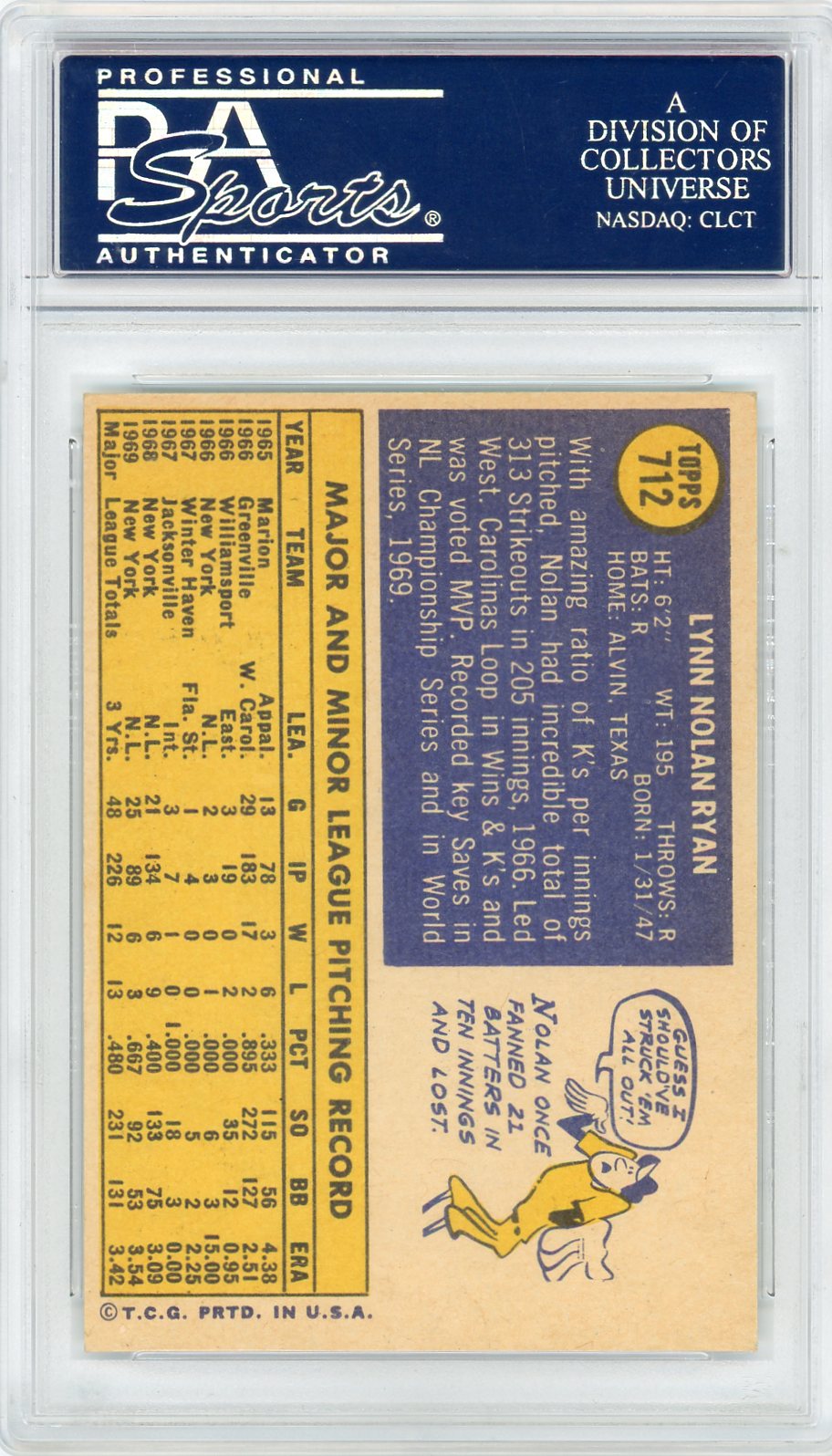 1970 Topps Nolan Ryan #712 PSA 8