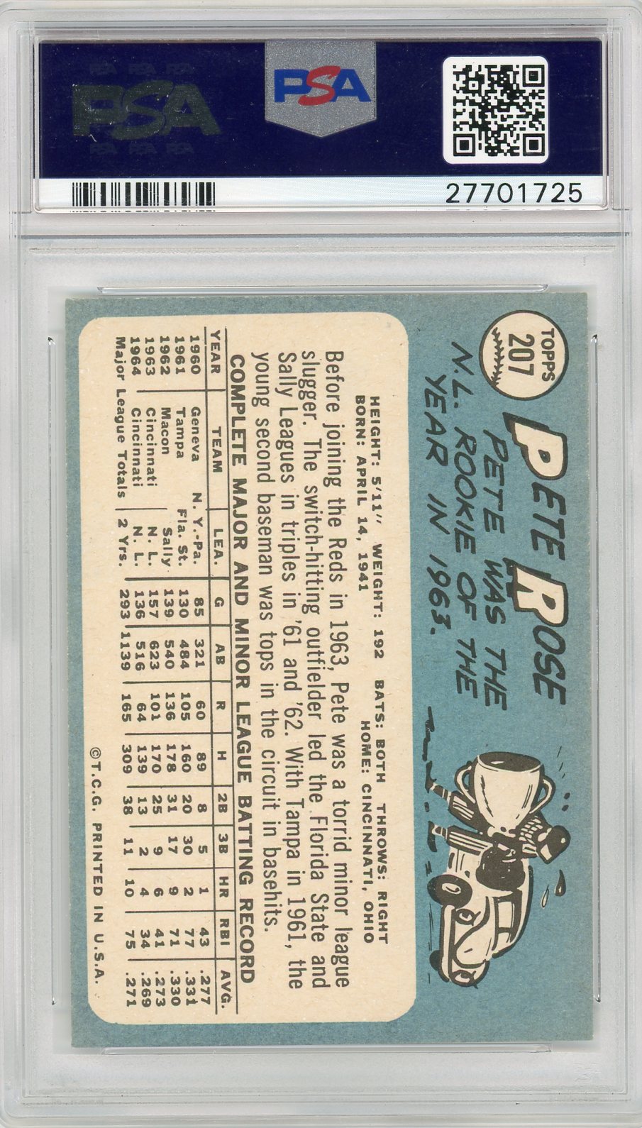 1965 Topps Pete Rose #207 PSA 9