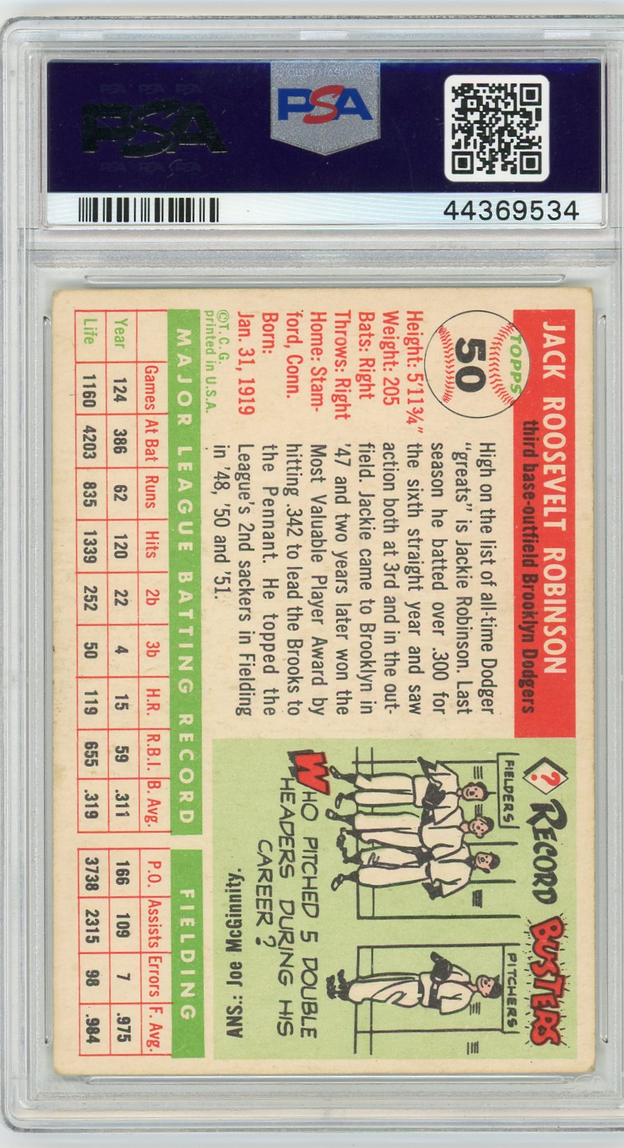 1955 Topps Jackie Robinson #50 PSA 4