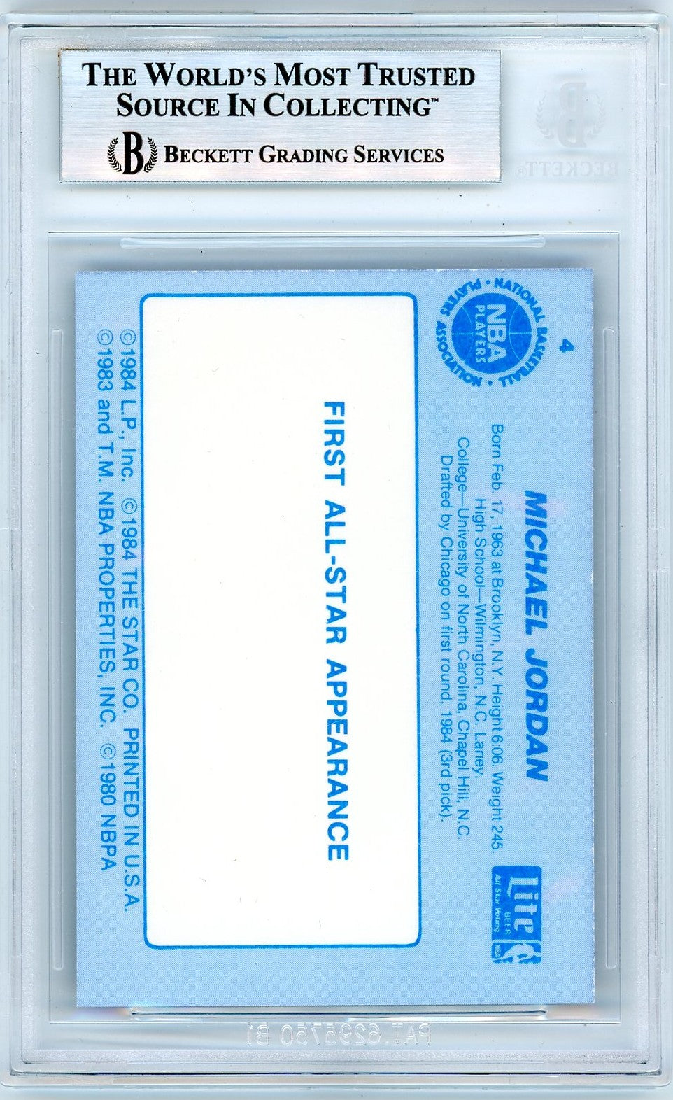 1984 Star Lite All-Stars Michael Jordan #4 BGS 8