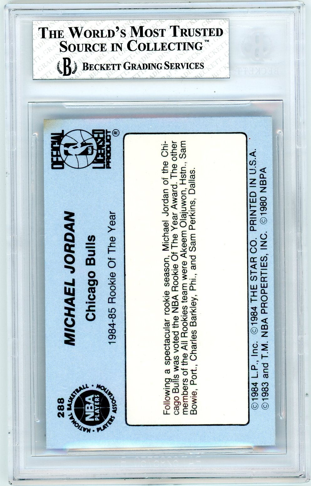 1984 Star Michael Jordan #288 BGS 7