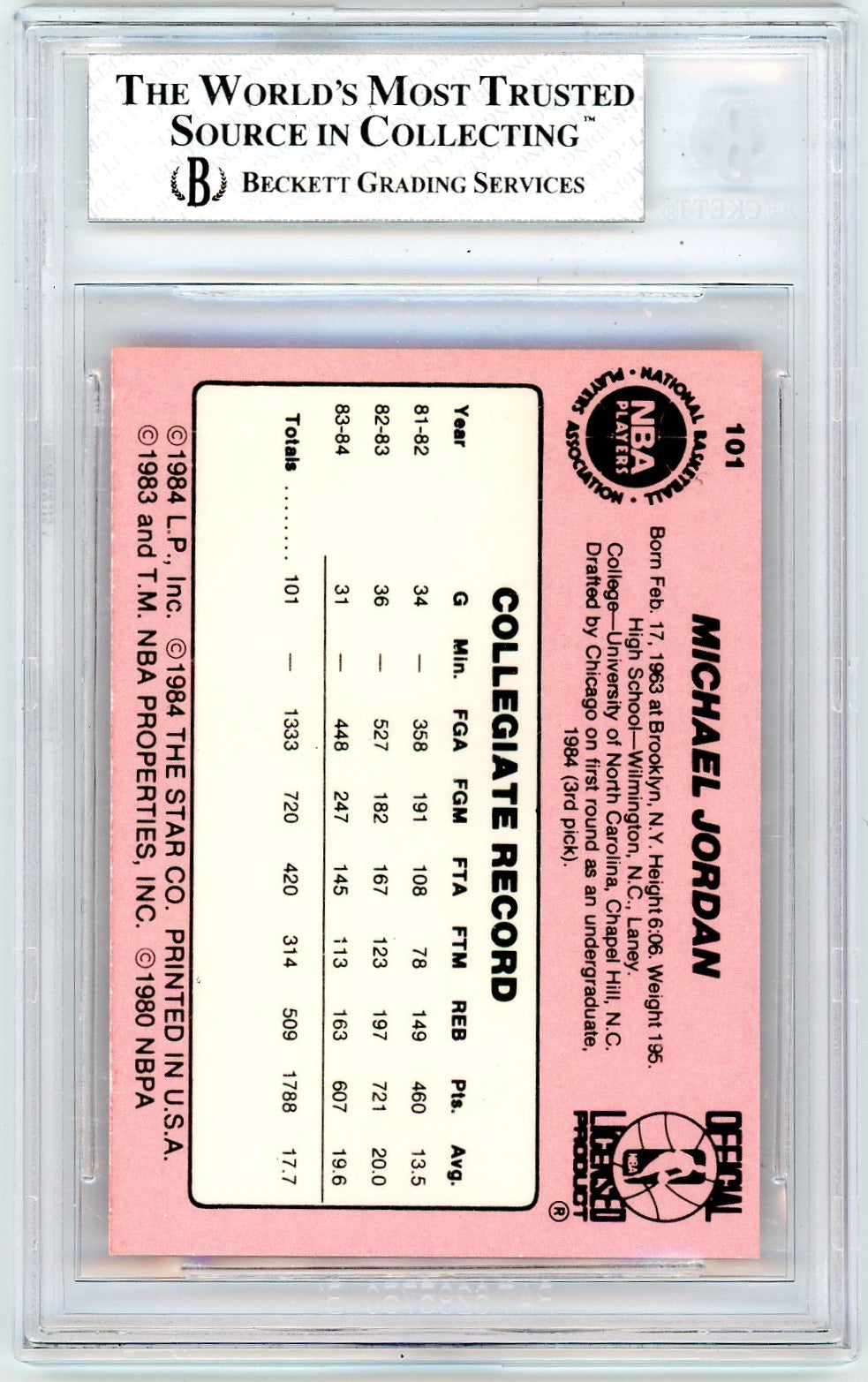 1984 Star Michael Jordan #101 BGS 7.5