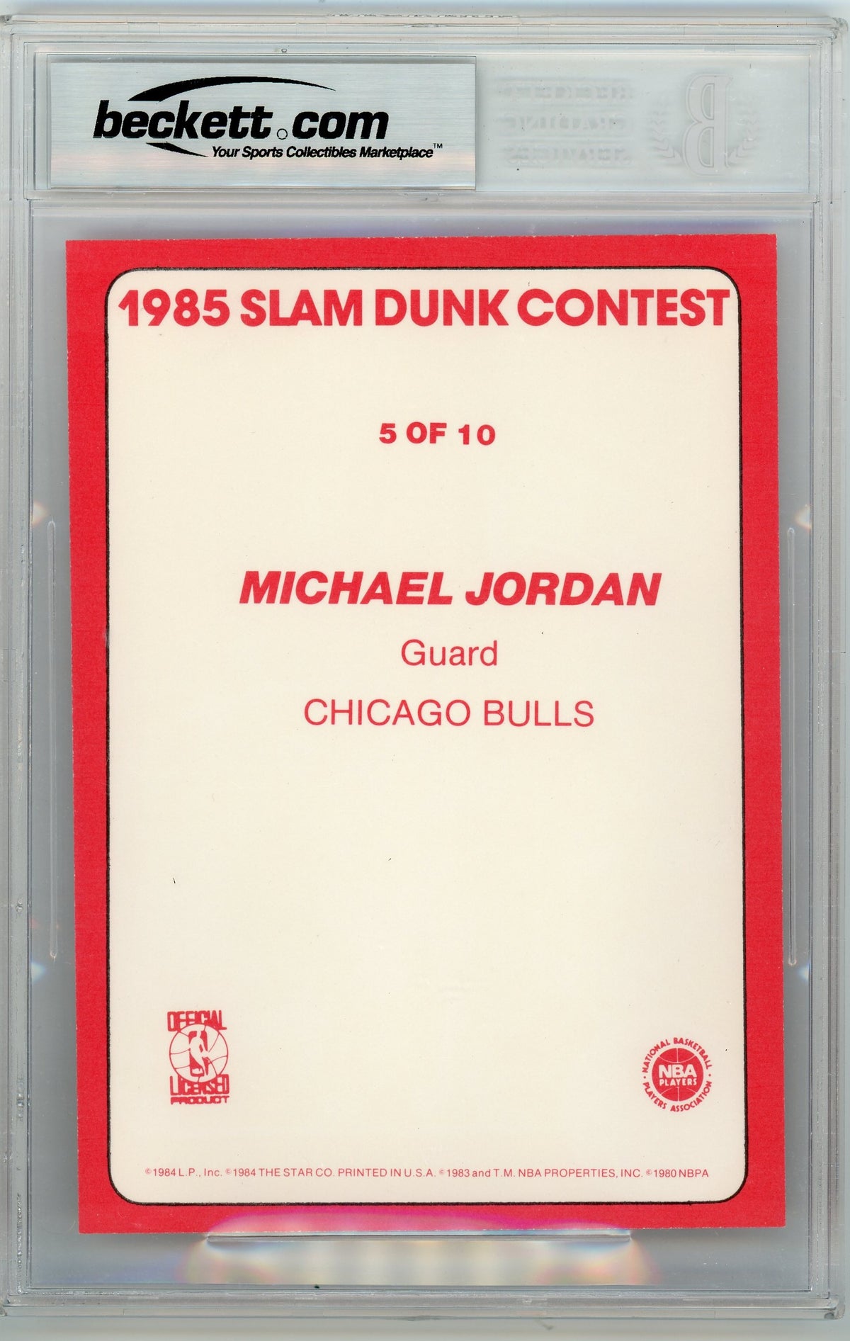 1985 Star Slam Dunk Supers Michael Jordan #5 5x7 BGS 9