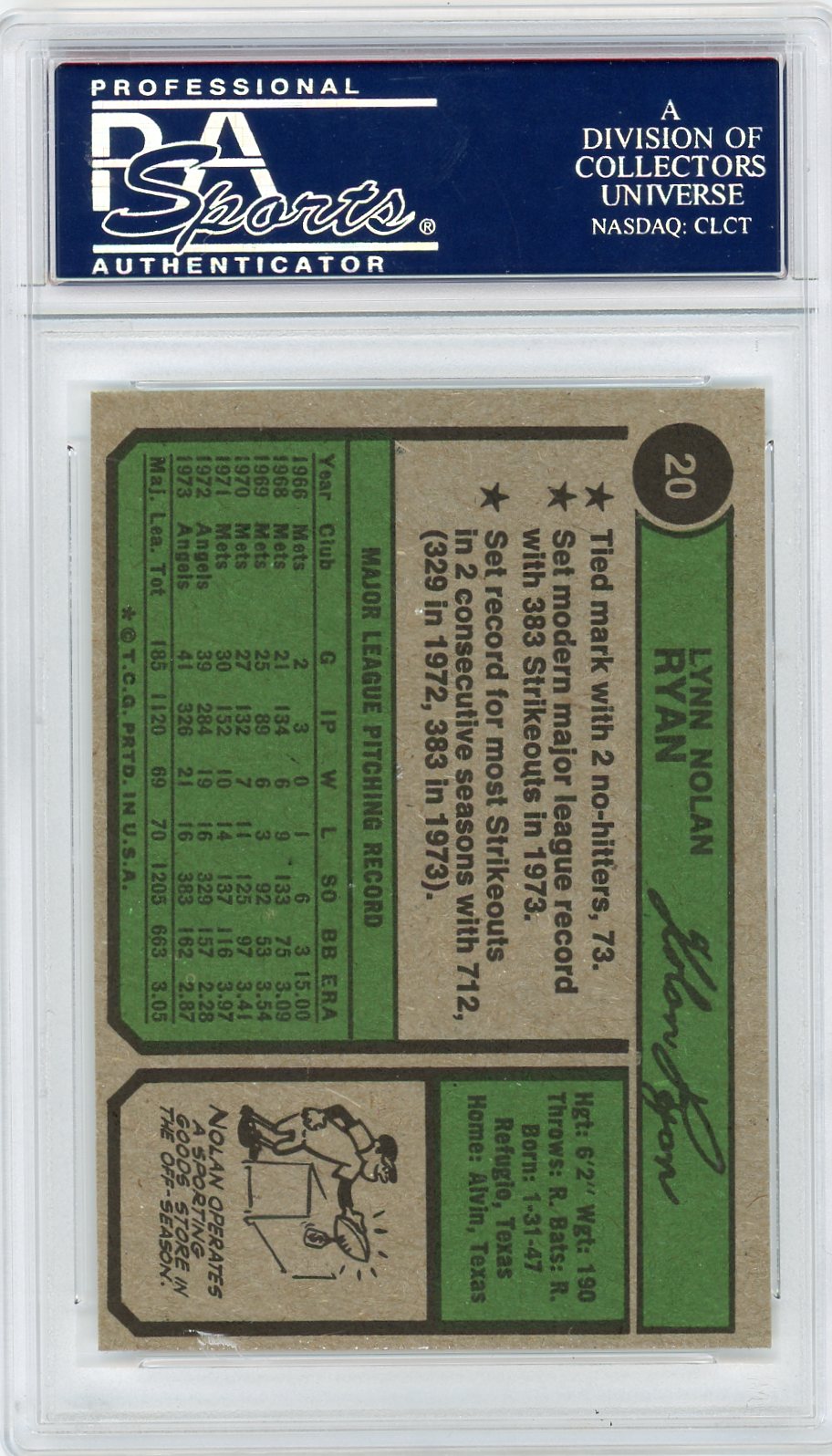 1974 Topps Nolan Ryan #20 PSA 9