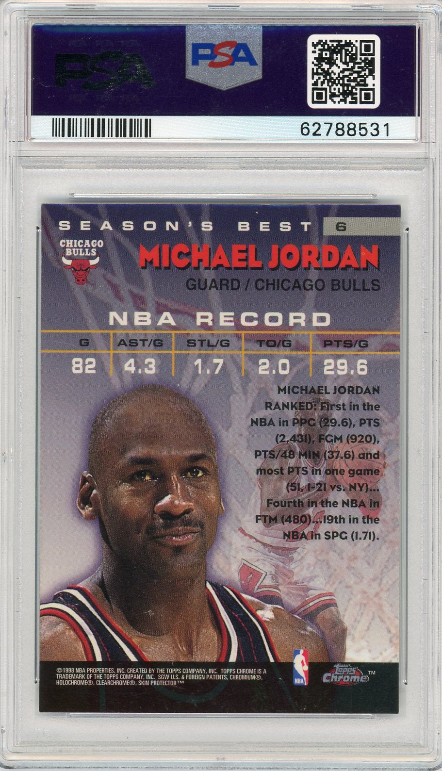 1997 Topps Chrome Season's Best Michael Jordan #6 PSA 9