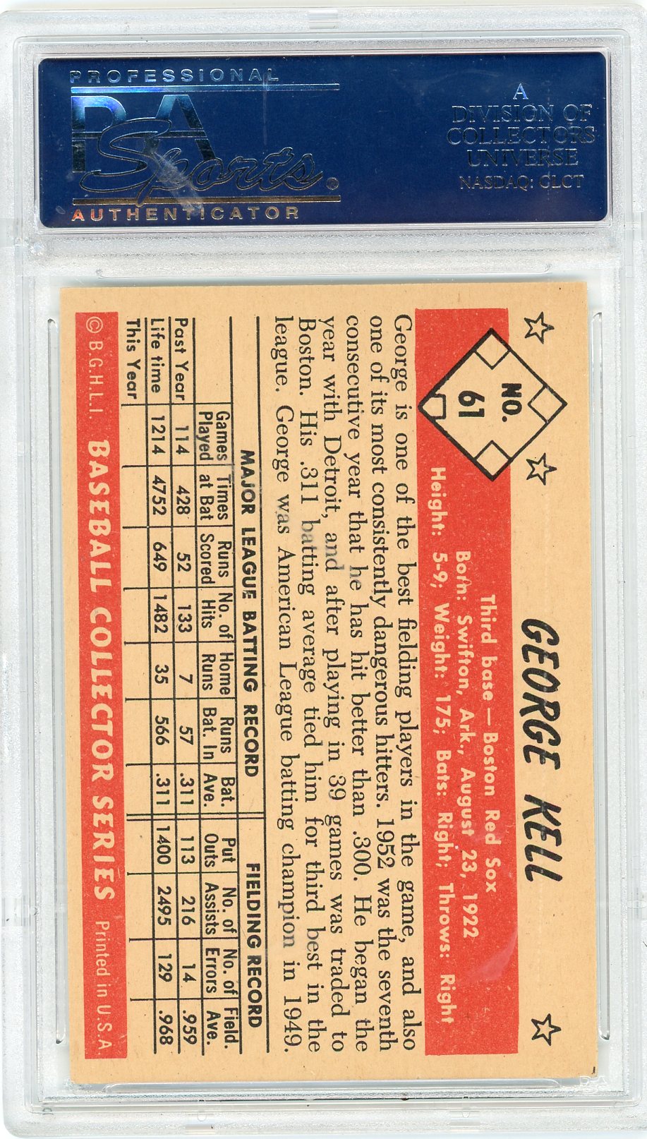 1953 Bowman Color George Kell #61 PSA 8
