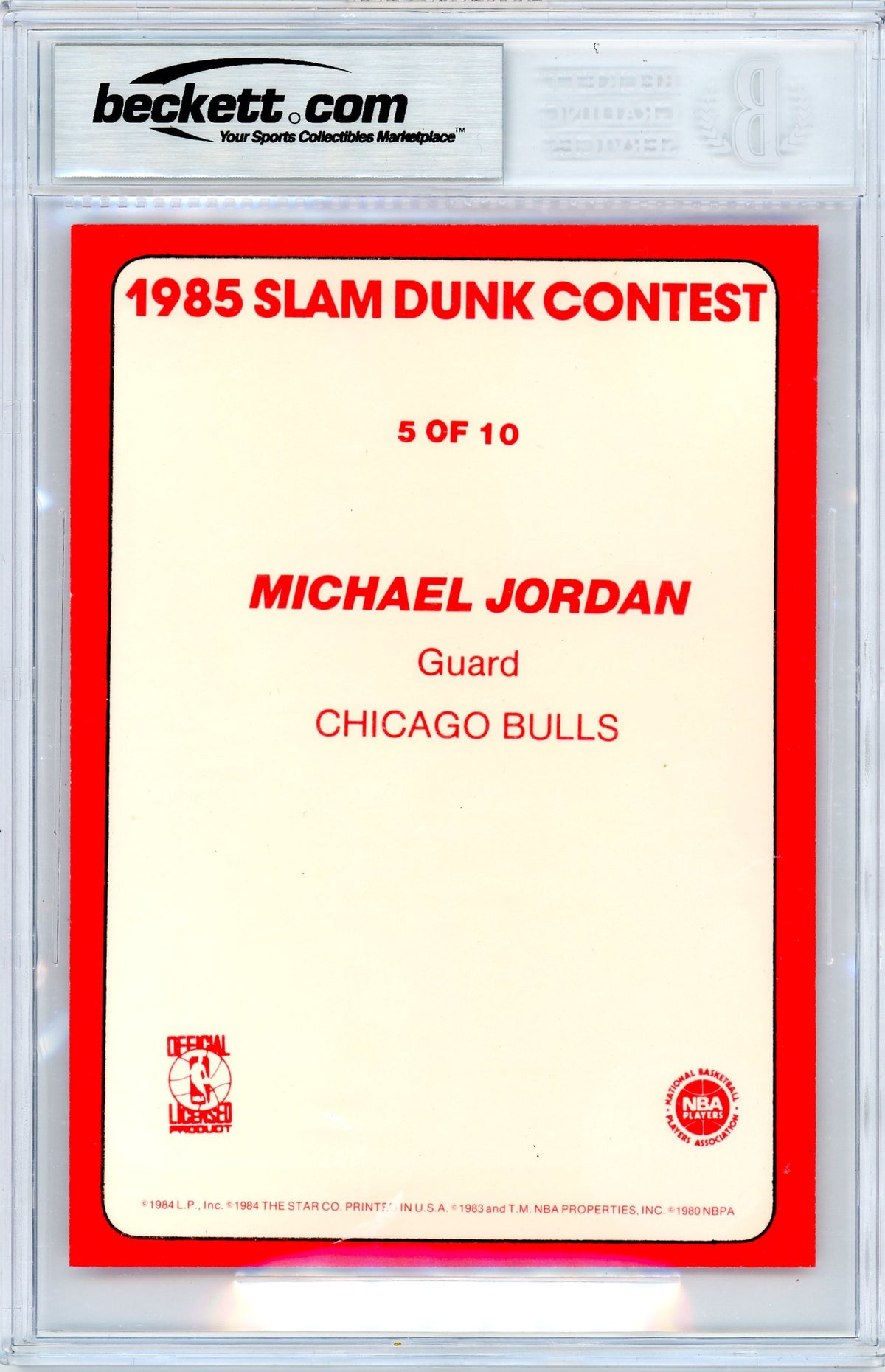 1985 Star Slam Dunk Supers Michael Jordan #5 5x7 BGS 9