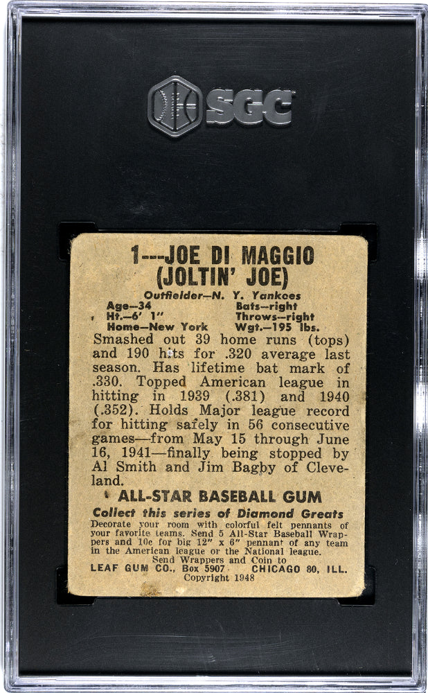 1948-49 GUM JOE DIMAGGIO LEAF CO. #1 SGC 1.5