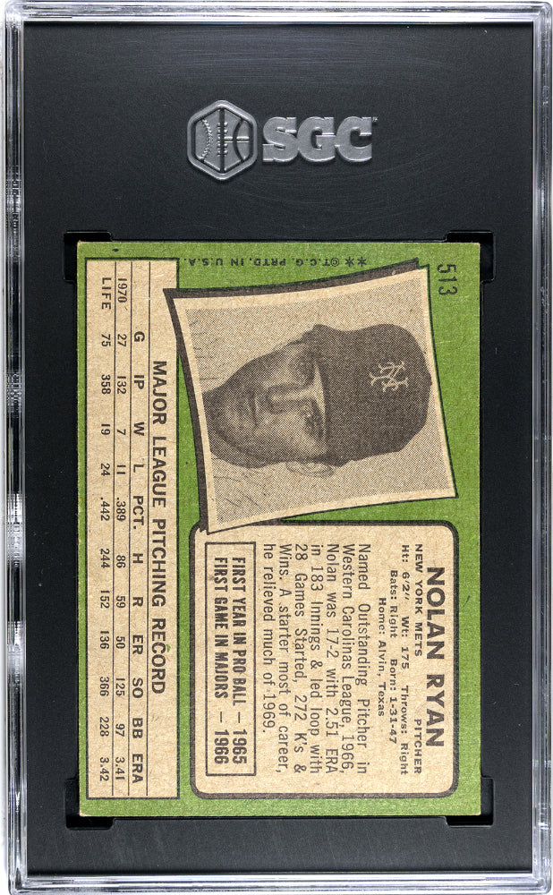 1971 TOPPS NOLAN RYAN #513 SGC 5