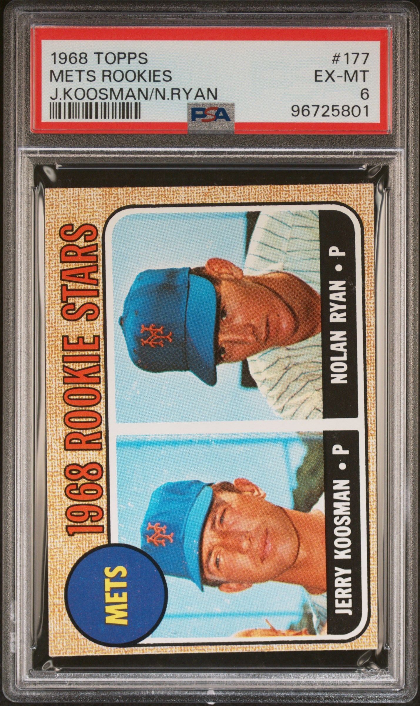 1968 TOPPS METS ROOKIES J.KOOSMAN/N.RYAN #177 PSA 6
