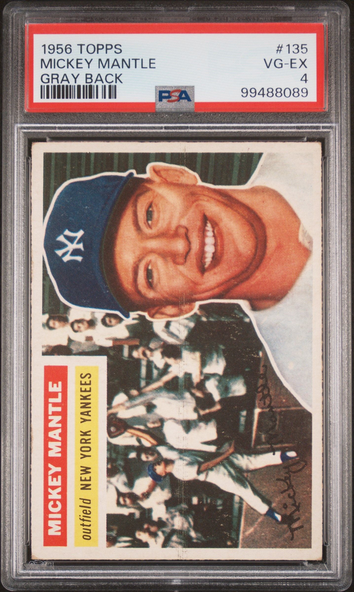 1956 TOPPS MICKEY MANTLE GRAY BACK #135 PSA 4